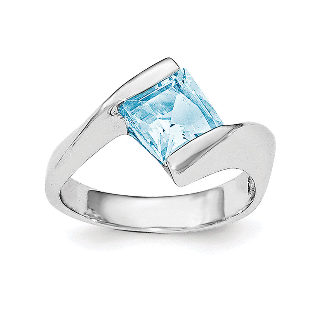 Blue CZ Diamond Ring Sterling Silver Rhodium-plated Polished QR6354, MPN: QR6354,