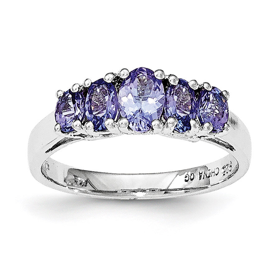 5-Stone Oval Tanzanite Ring Sterling Silver Rhodium QR6368TZ, MPN: QR6368TZ, 883957016467