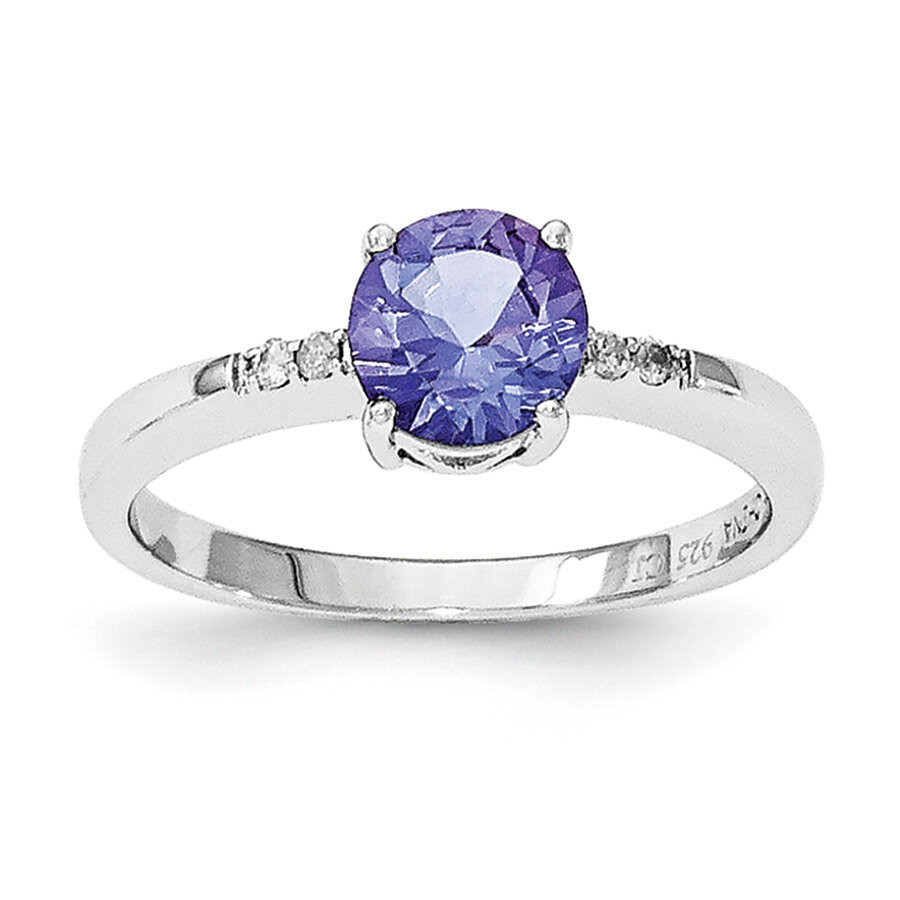 Round Tanzanite &amp; Diamond Ring Sterling Silver Rhodium QR6371TZ, MPN: QR6371TZ, 883957016757