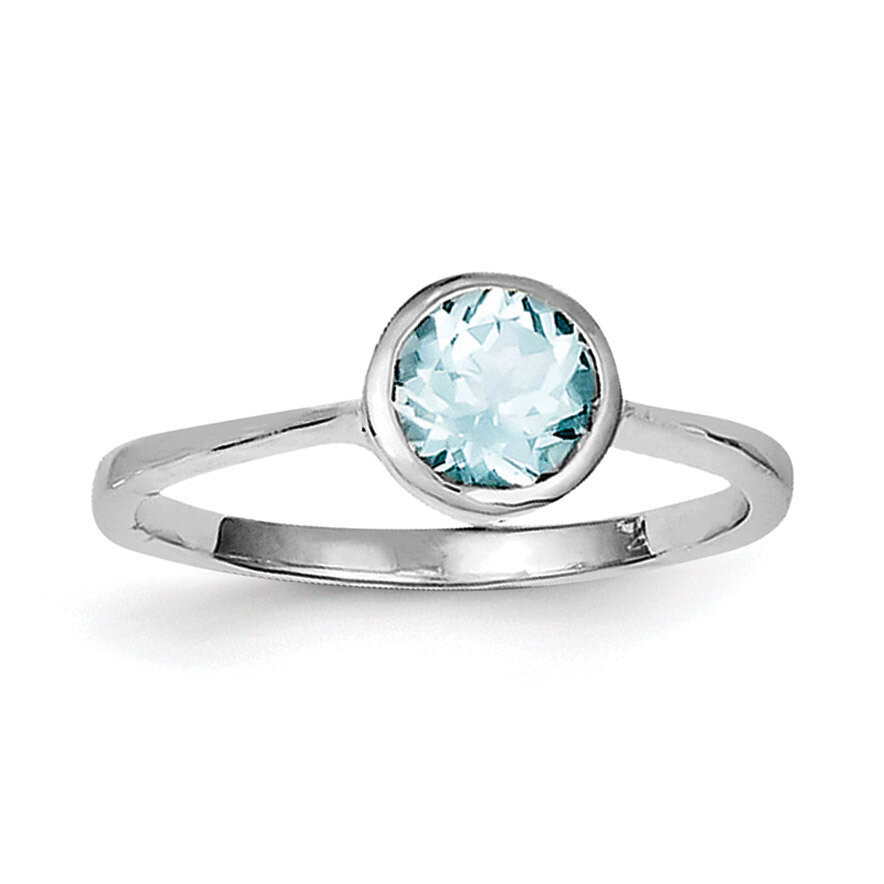 Blue Topaz Ring Sterling Silver Rhodium QR6381BT