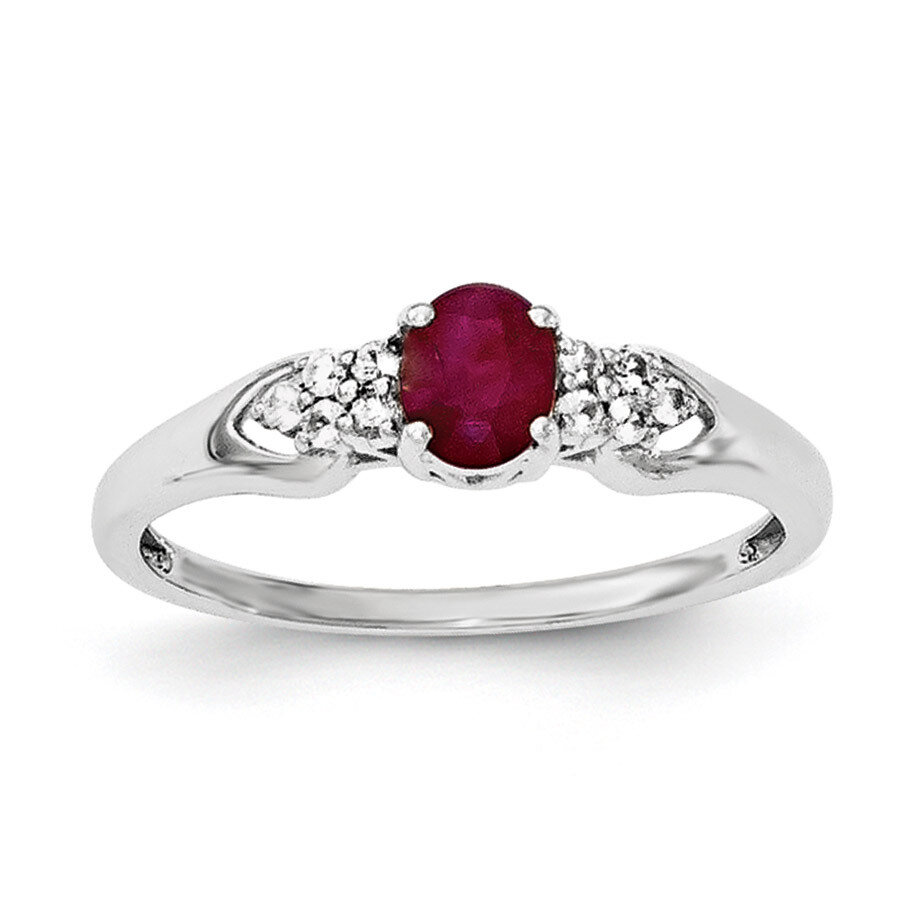 Ruby and White Sapphire Ring Sterling Silver Rhodium-plated QR6383R, MPN: QR6383R, 883957019970