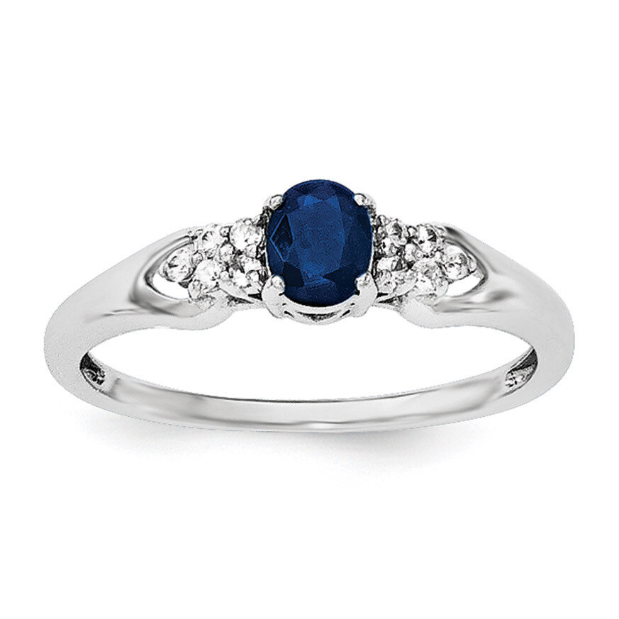 Blue and White Sapphire Ring Sterling Silver Rhodium-plated QR6383S, MPN: QR6383S, 883957020020