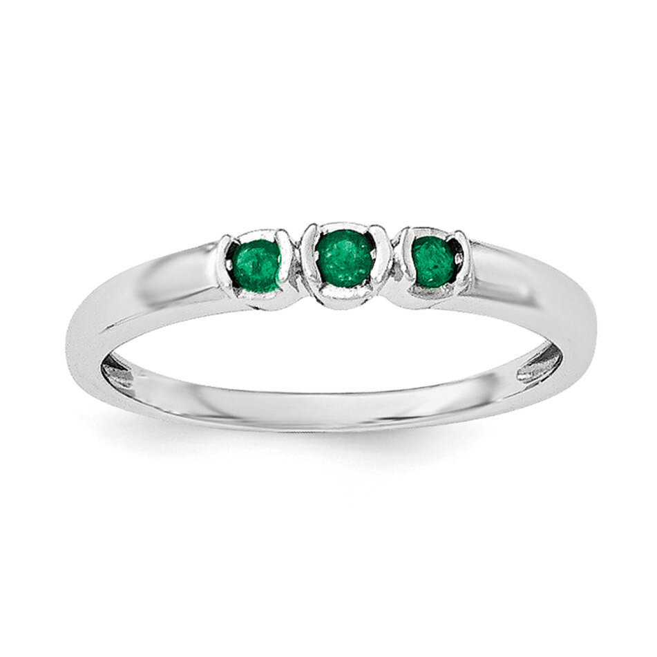 Emerald Ring Sterling Silver Rhodium-plated Polished QR6384E, MPN: QR6384E, 883957023595