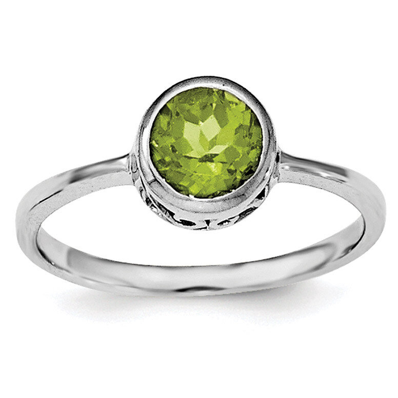 Peridot Round Ring Sterling Silver Rhodium-plated Polished QR6399PE, MPN: QR6399PE,