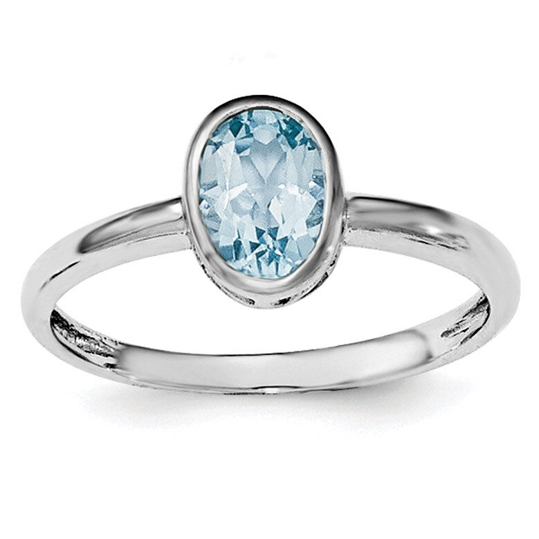 Blue Topaz Oval Ring Sterling Silver Rhodium-plated Polished QR6400BT, MPN: QR6400BT,