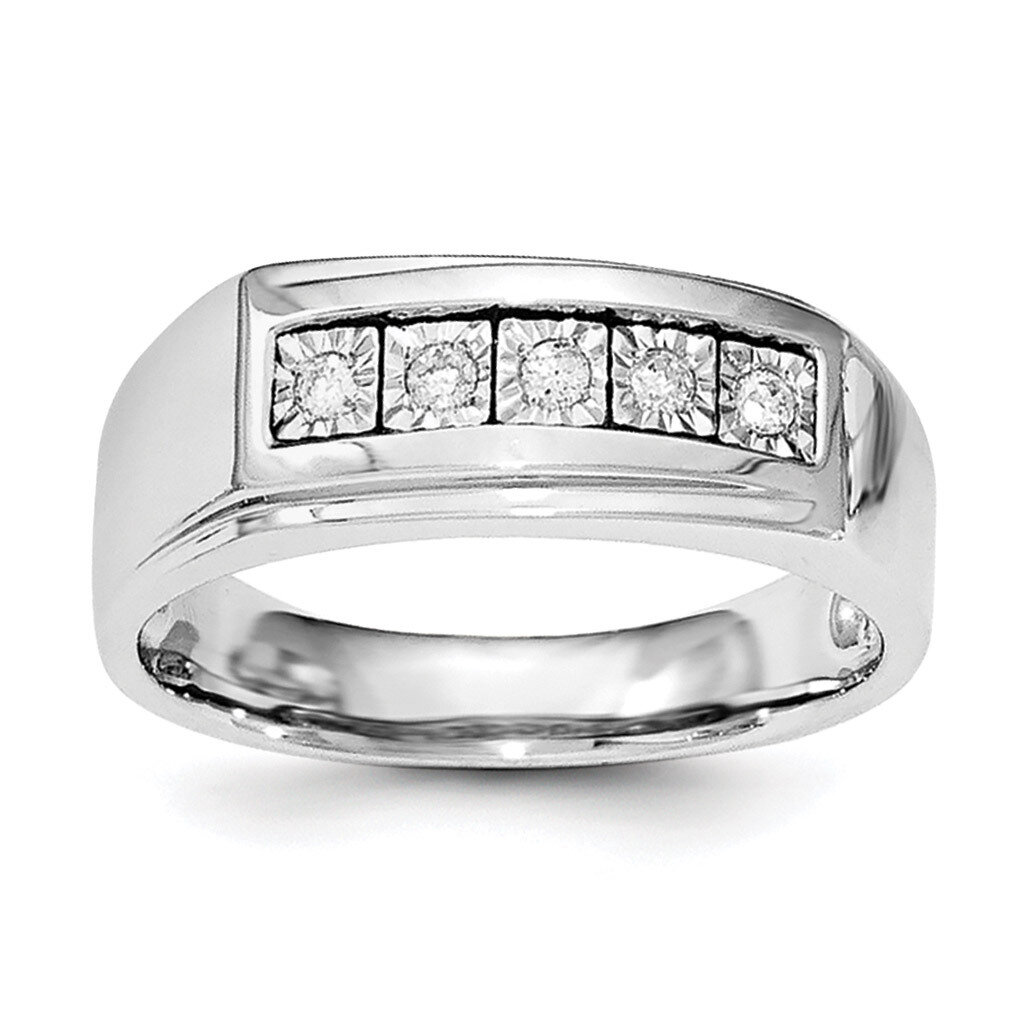 Men&#39;s Polished Diamond Ring Sterling Silver Rhodium QR6465, MPN: QR6465, 191101487361