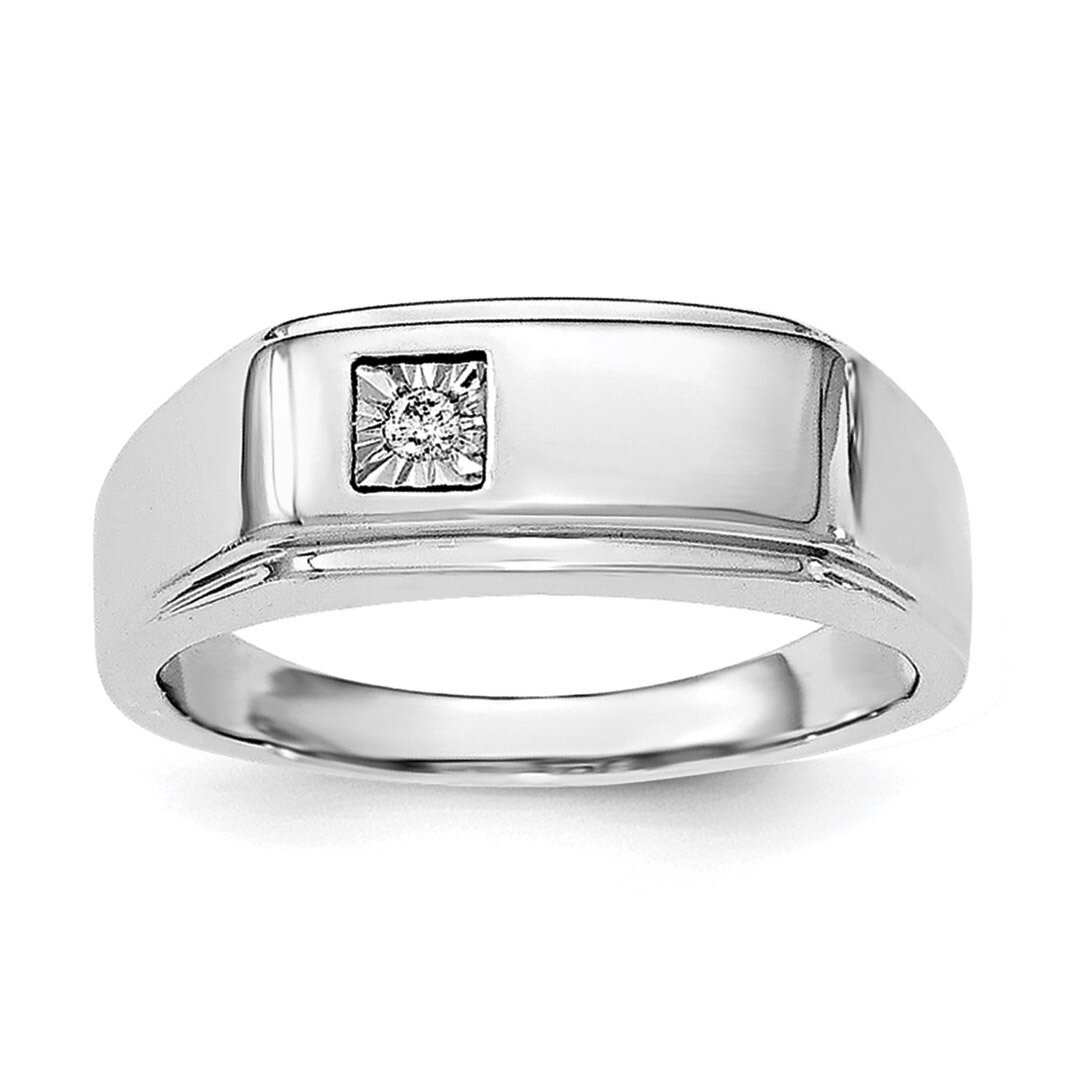 Men&#39;s Polished Diamond Ring Sterling Silver Rhodium QR6467, MPN: QR6467, 191101487316