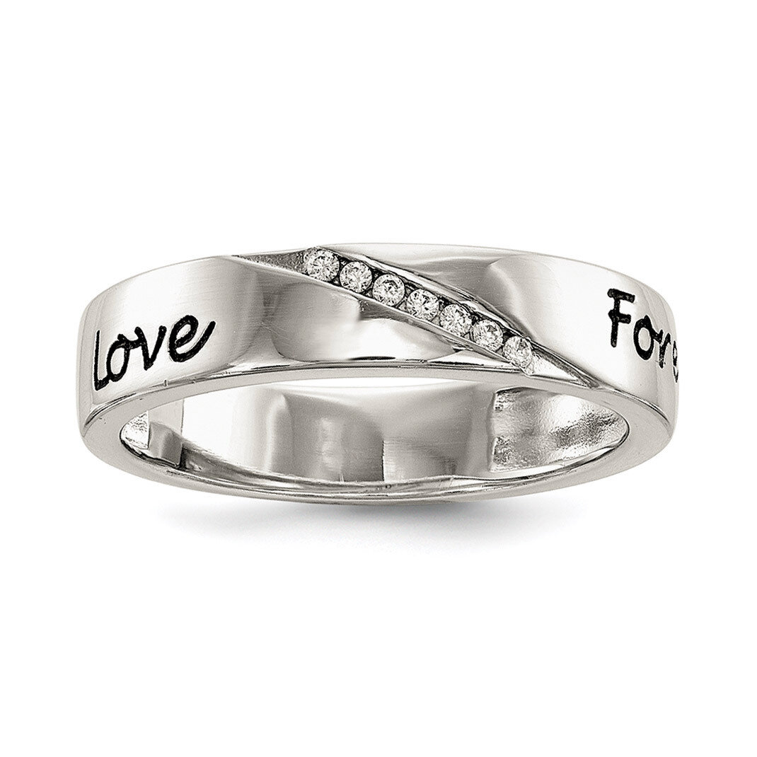 CZ Diamond Enameled Love Forever Ring Sterling Silver QR6584, MPN: QR6584, 883957965253