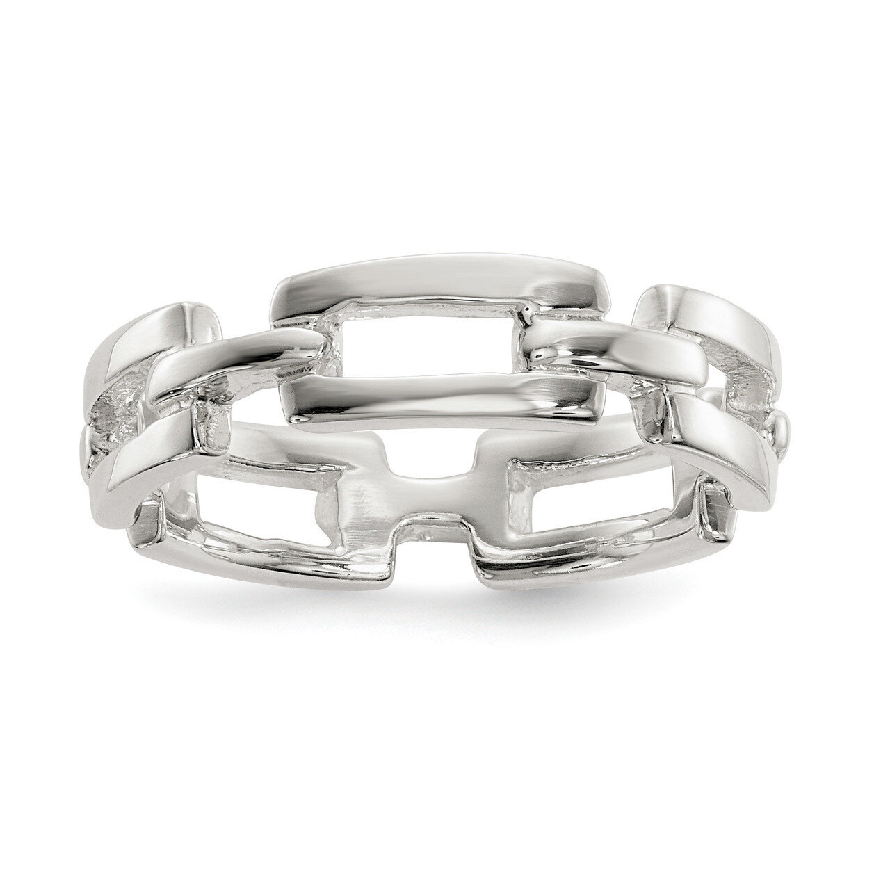 Fancy Link Ring Sterling Silver Polished QR6593