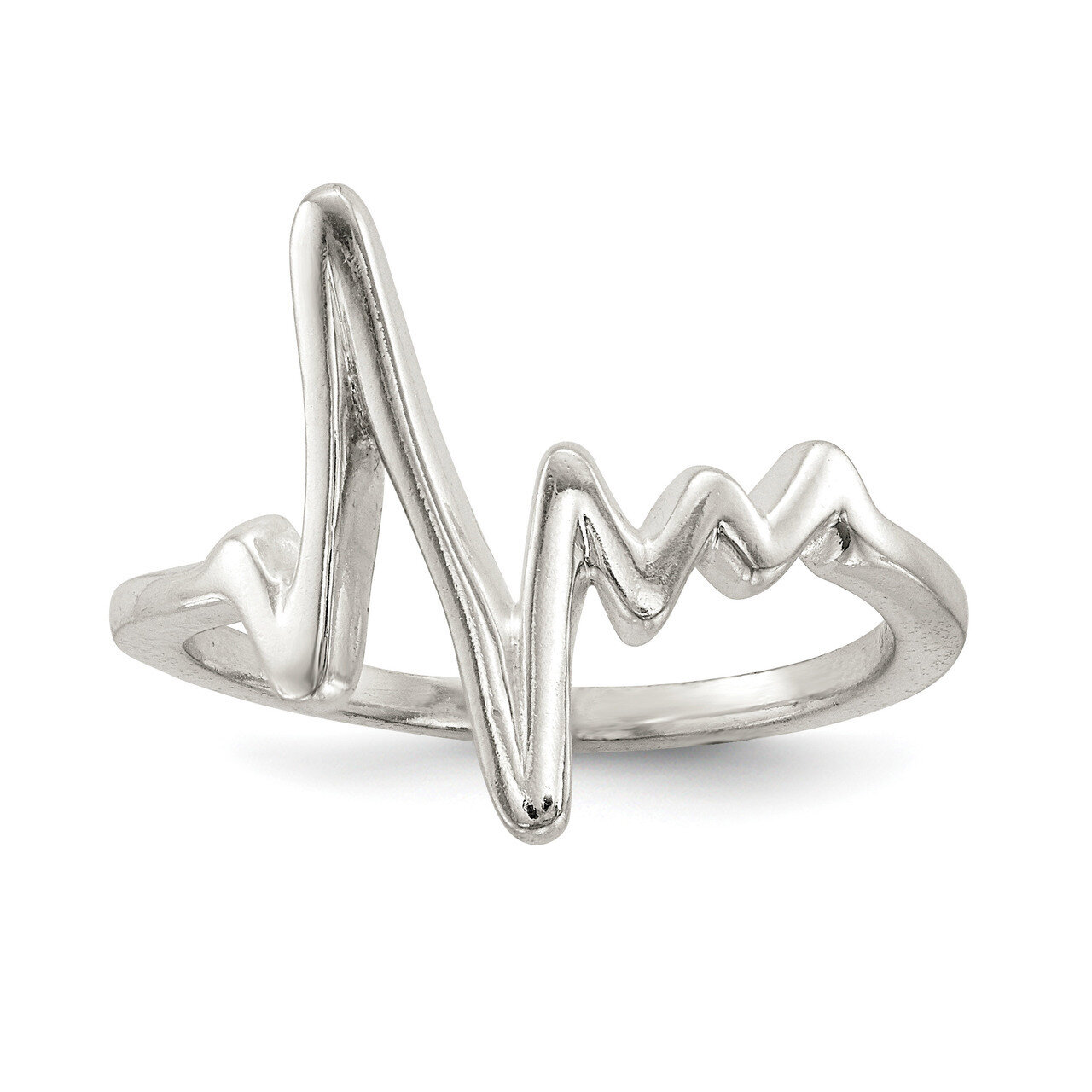 Fancy Heartbeat Ring Sterling Silver Polished QR6594
