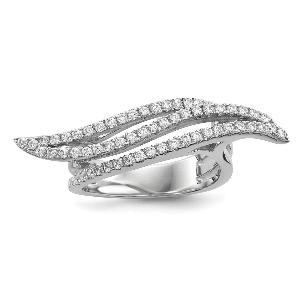 CZ Diamond Ring Sterling Silver Rhodium-plated QR6613, MPN: QR6613, 883957929217
