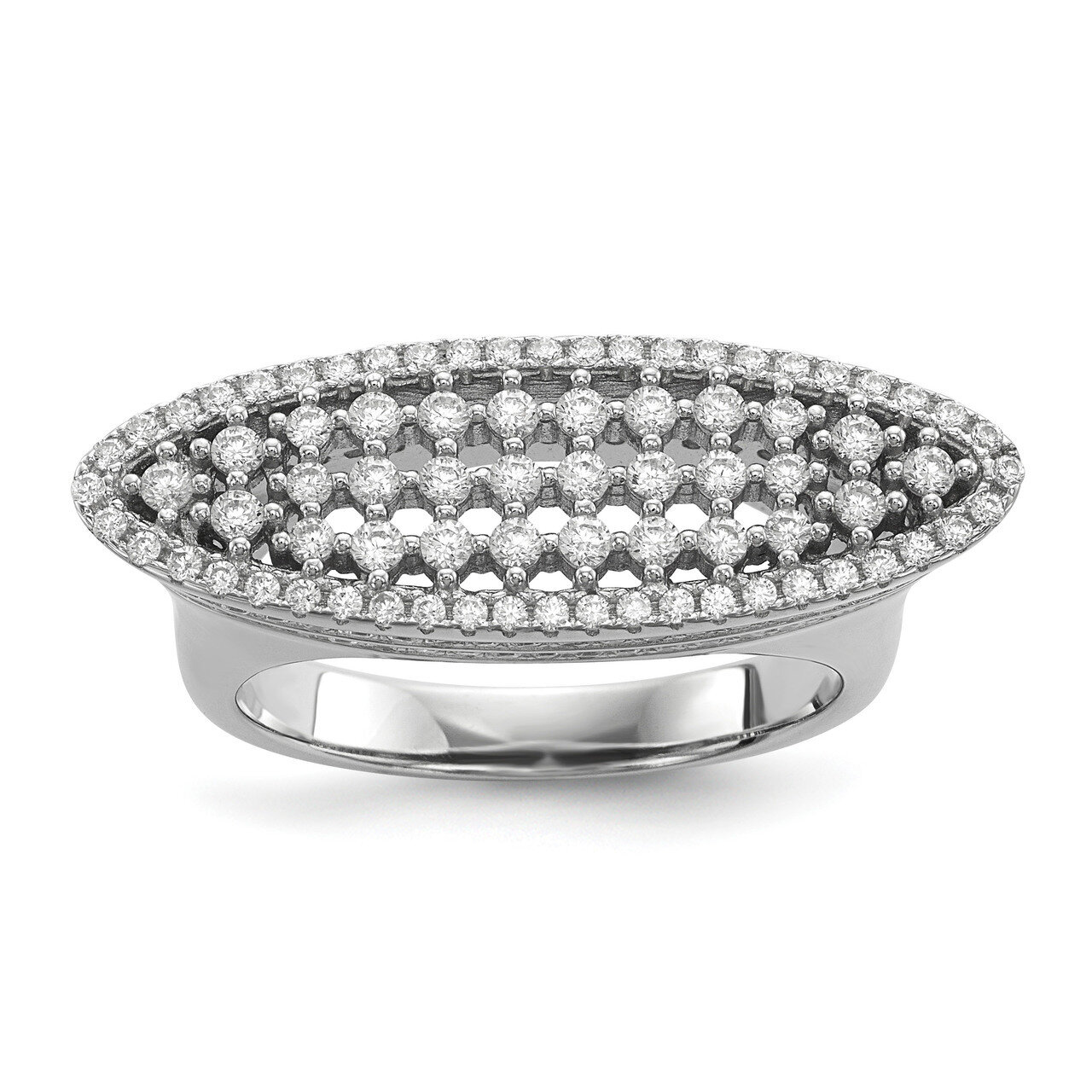 CZ Diamond Ring Sterling Silver Rhodium-plated QR6615, MPN: QR6615, 883957832234