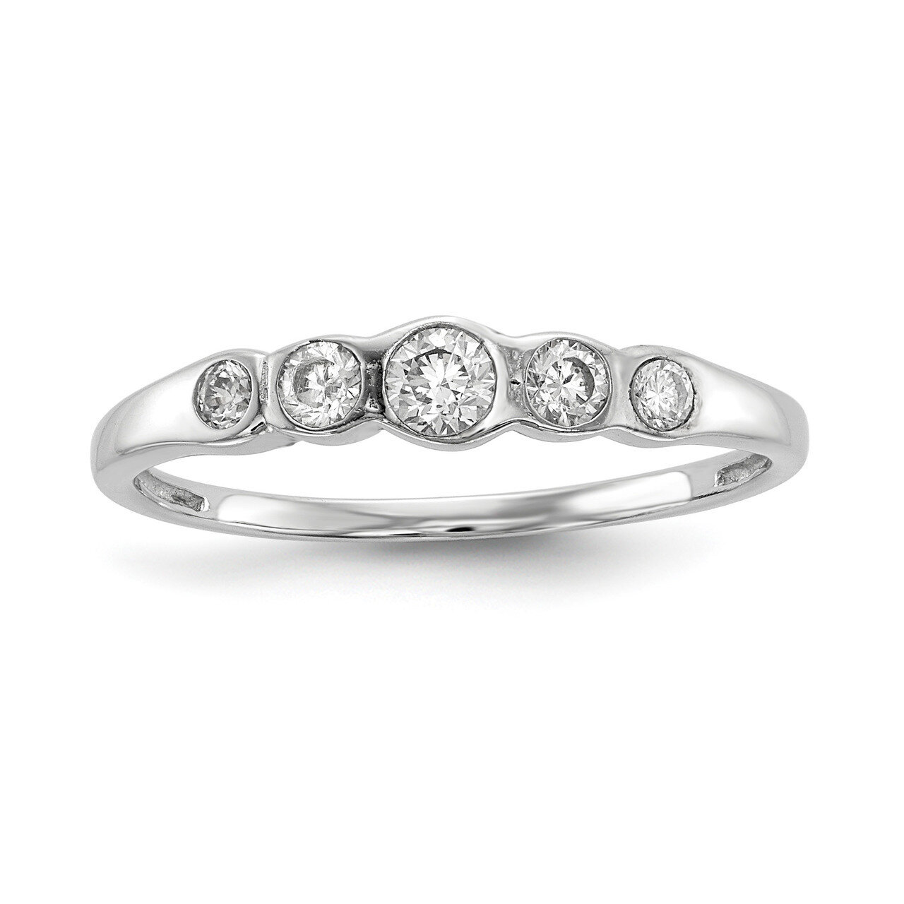 5-stone Bezel Set CZ Diamond Ring Sterling Silver Rhodium-plated QR6626, MPN: QR6626, 886774013527