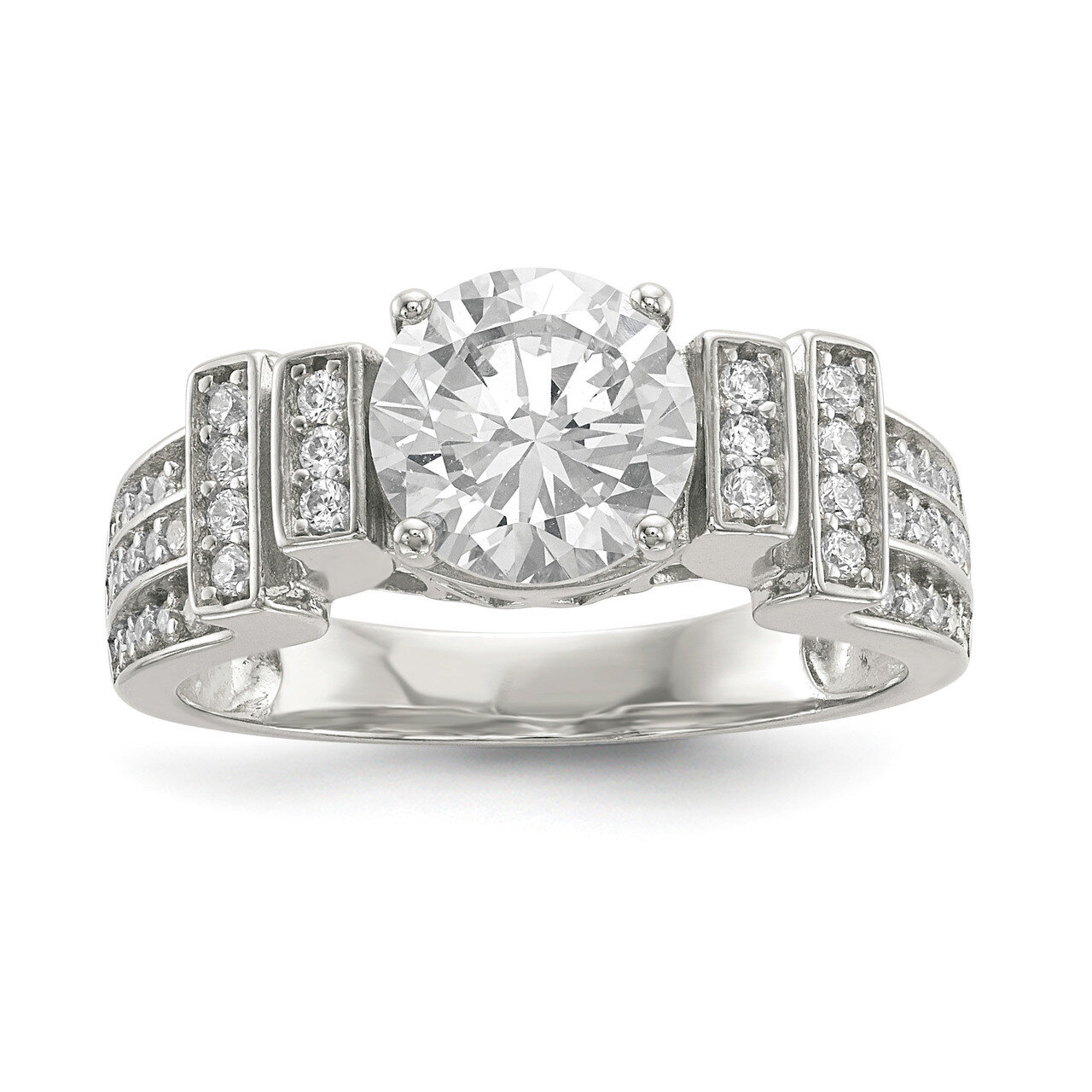 CZ Diamond Tiered Pave Ring Sterling Silver QR6636, MPN: QR6636,