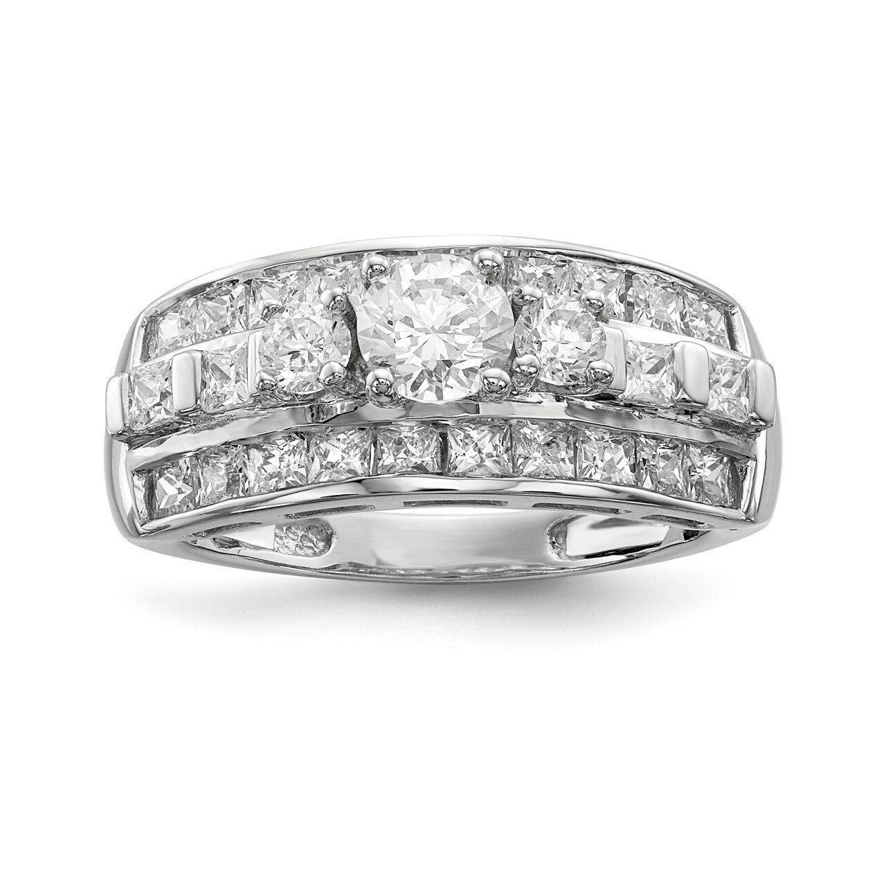 CZ Diamond Ring Sterling Silver Rhodium-plated QR6637, MPN: QR6637,