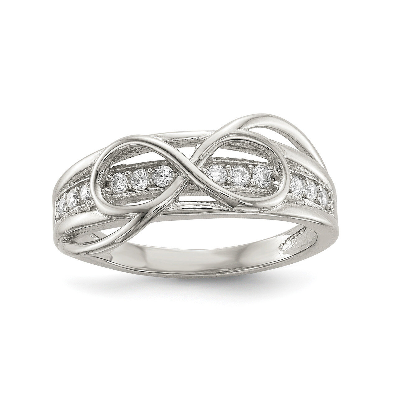 CZ Diamond Infinity Ring Sterling Silver Rhodium-plated QR6642