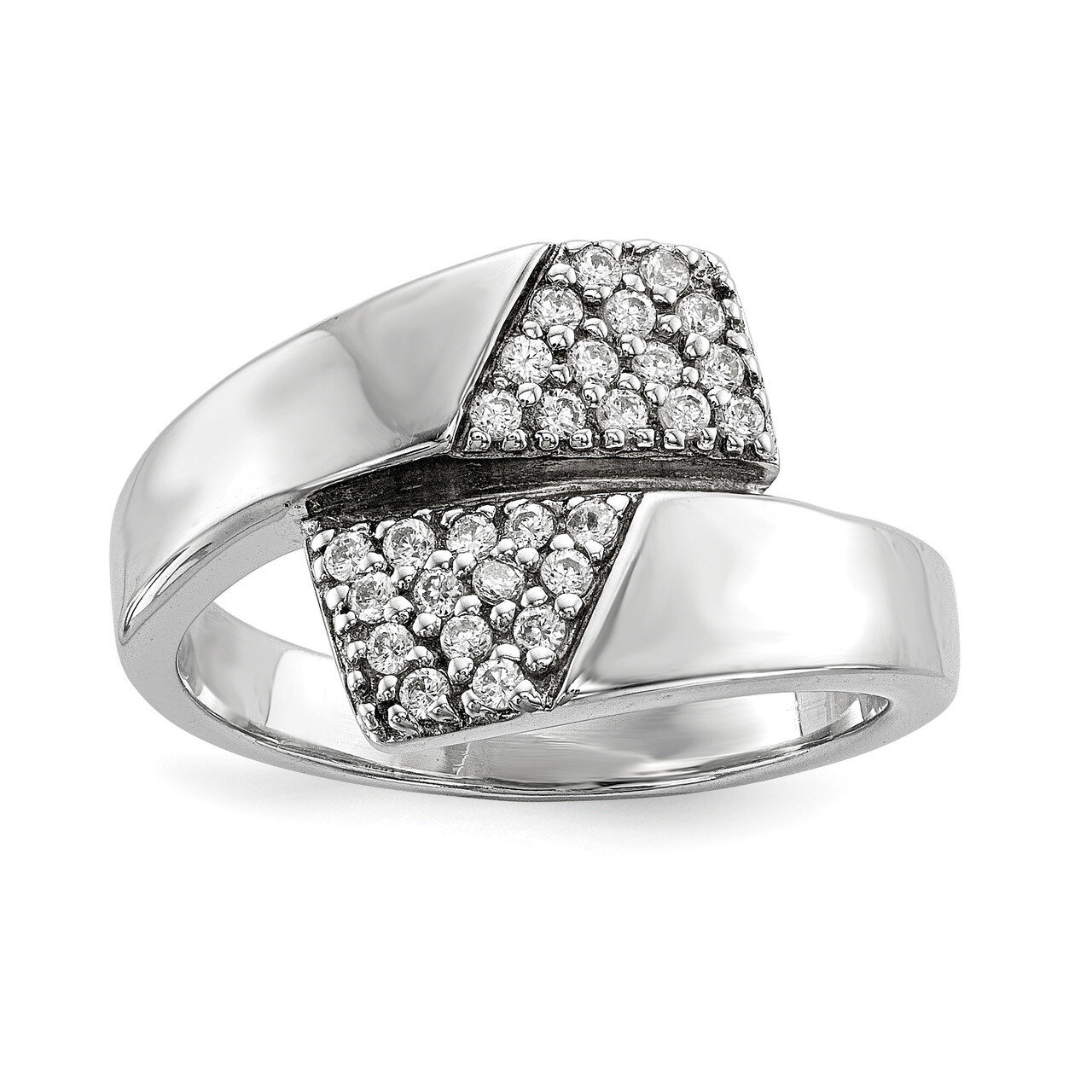 CZ Diamond Ring Sterling Silver Rhodium-plated Polished QR6650, MPN: QR6650, 883957967653