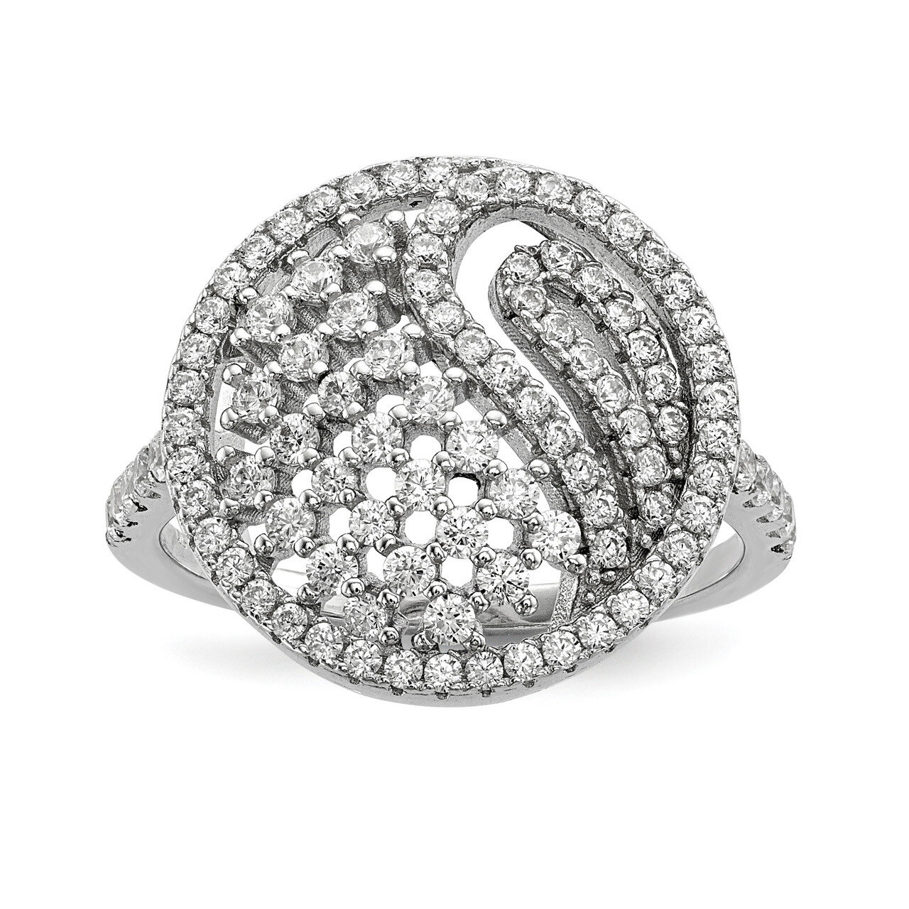 CZ Diamond Ring Sterling Silver Rhodium-plated QR6651, MPN: QR6651, 883957851013