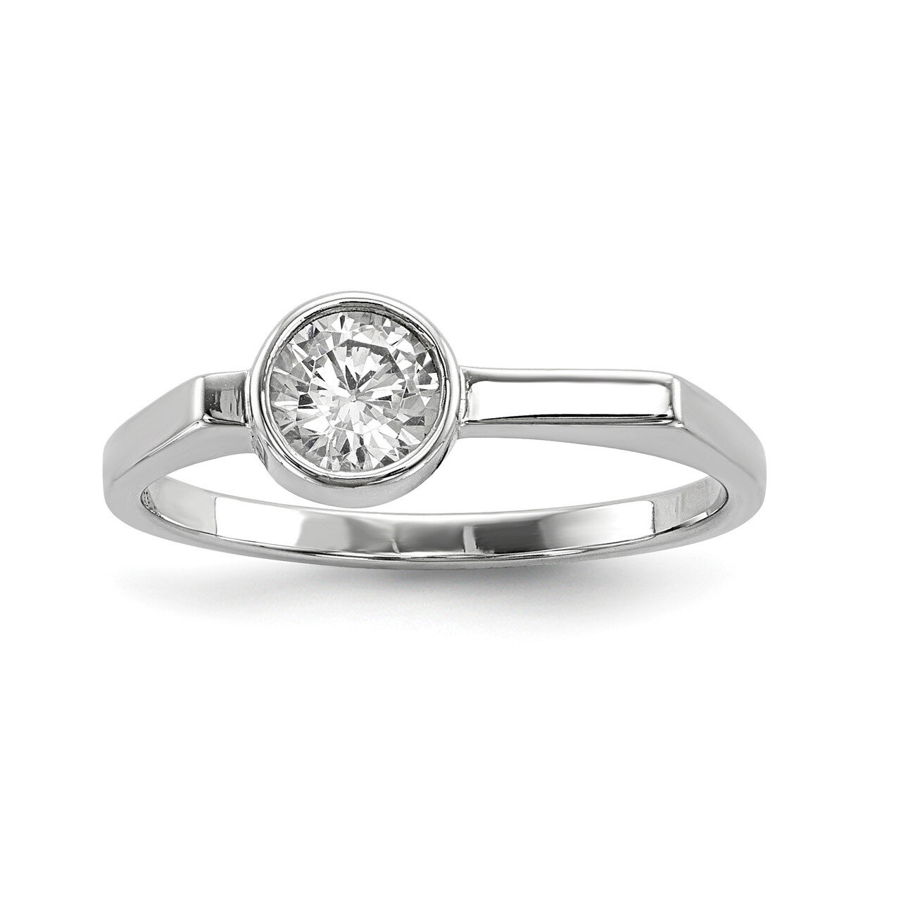 Round CZ Diamond Ring Sterling Silver Rhodium-plated QR6655, MPN: QR6655, 883957901398