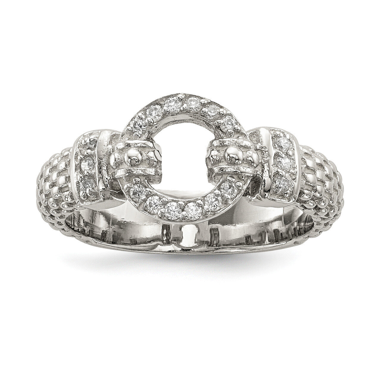 CZ Diamond Textured Ring Sterling Silver QR6658, MPN: QR6658, 886774086866