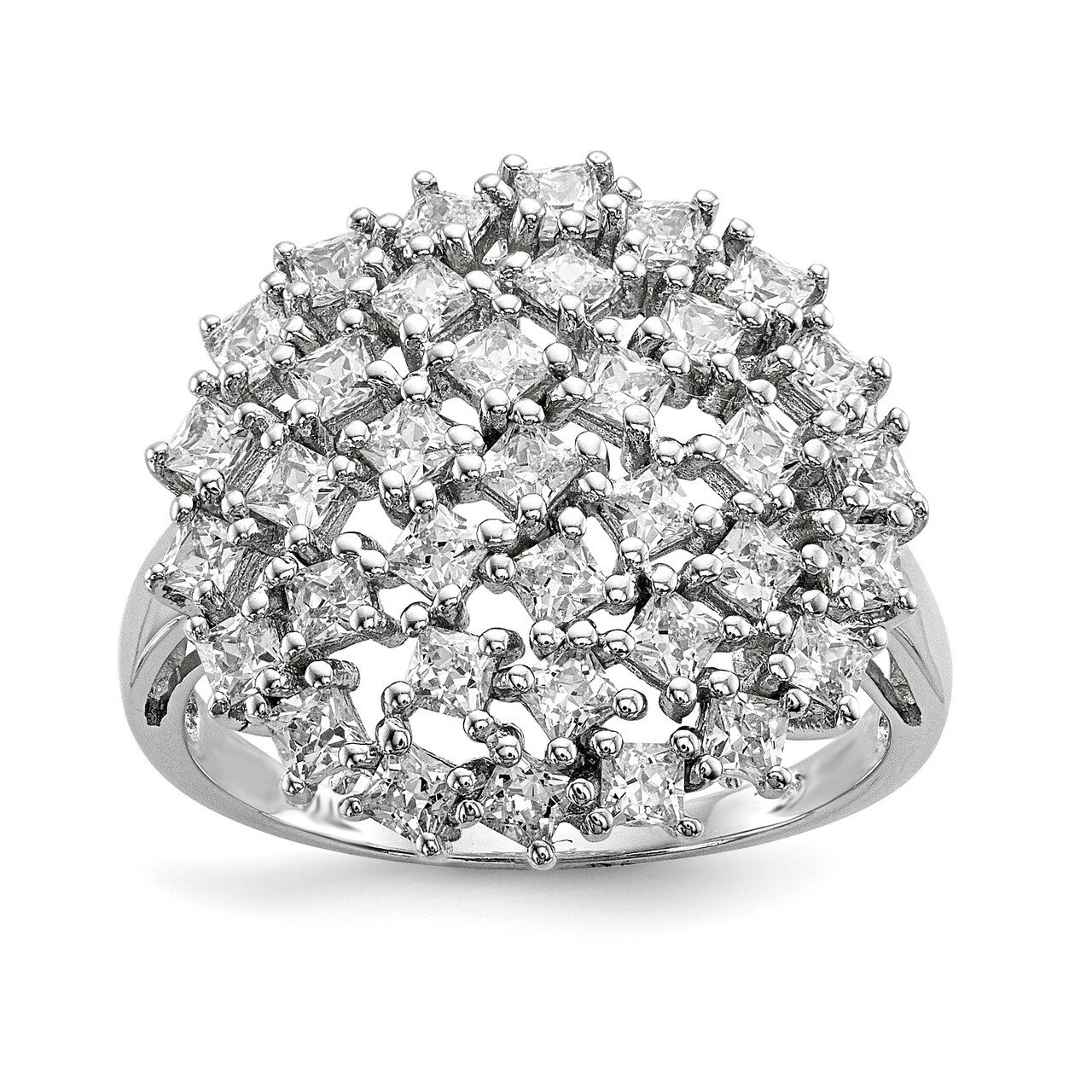 CZ Diamond Ring Sterling Silver Rhodium-plated QR6666, MPN: QR6666,