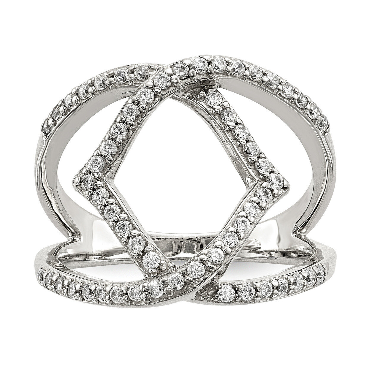 CZ Diamond Ring Sterling Silver QR6667, MPN: QR6667, 191101271540