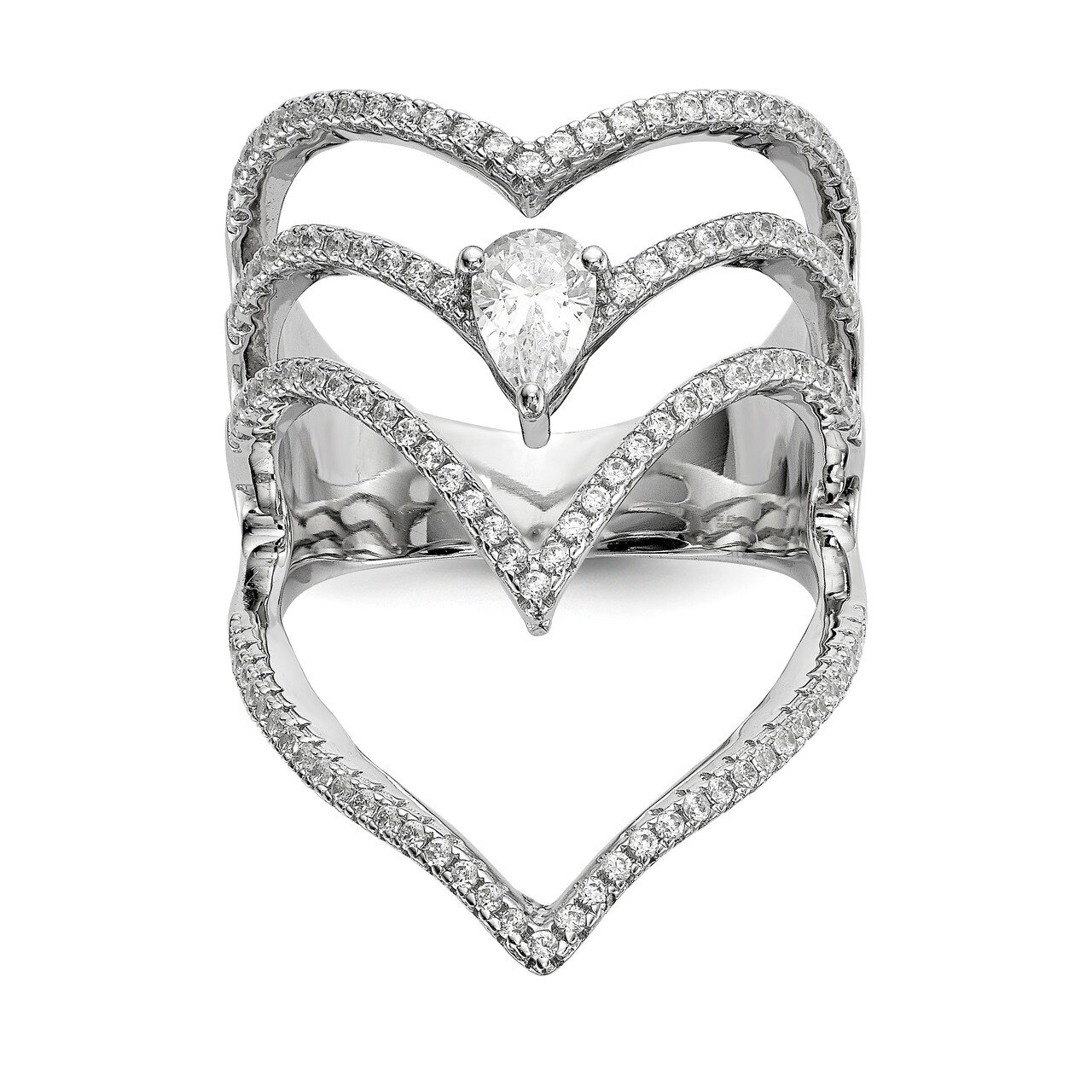CZ Diamond Ring Sterling Silver Rhodium-plated QR6676, MPN: QR6676, 883957939056