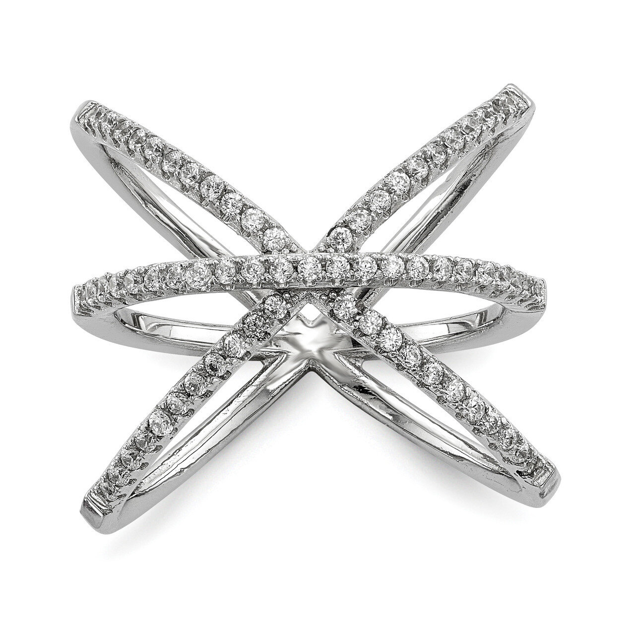 CZ Diamond Ring Sterling Silver Rhodium-plated QR6681
