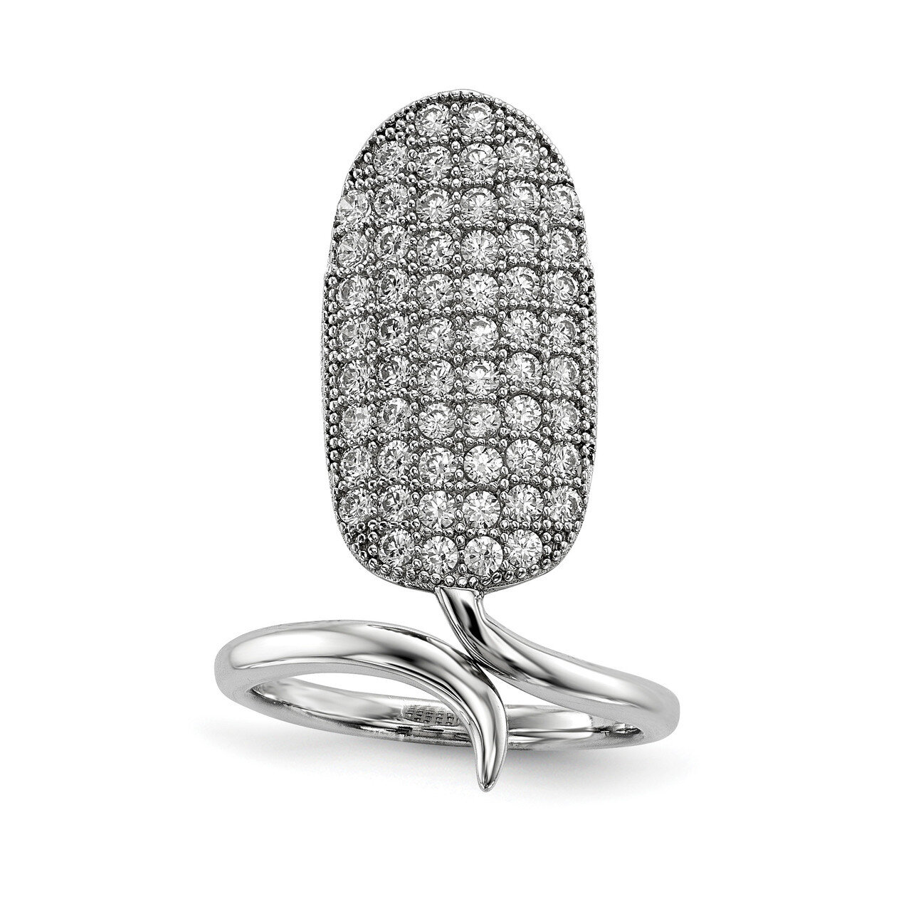 CZ Diamond Adjustable Fingernail Ring Sterling Silver Rhodium-plated QR6688