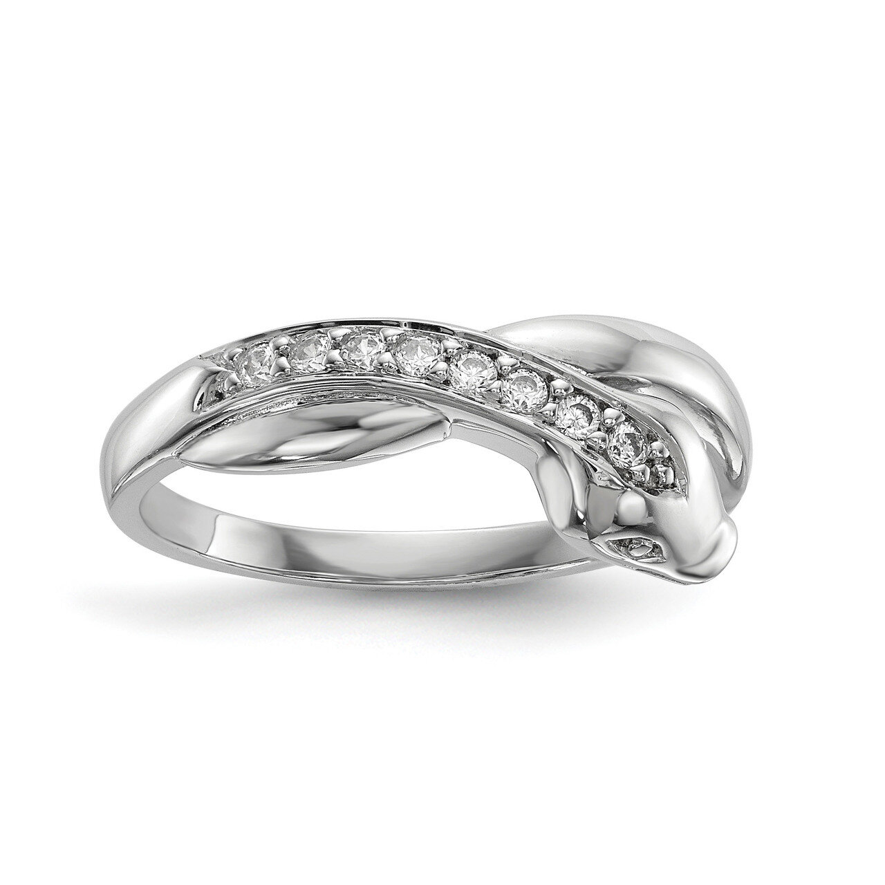 CZ Diamond Snake Ring Sterling Silver Rhodium-plated QR6699, MPN: QR6699,