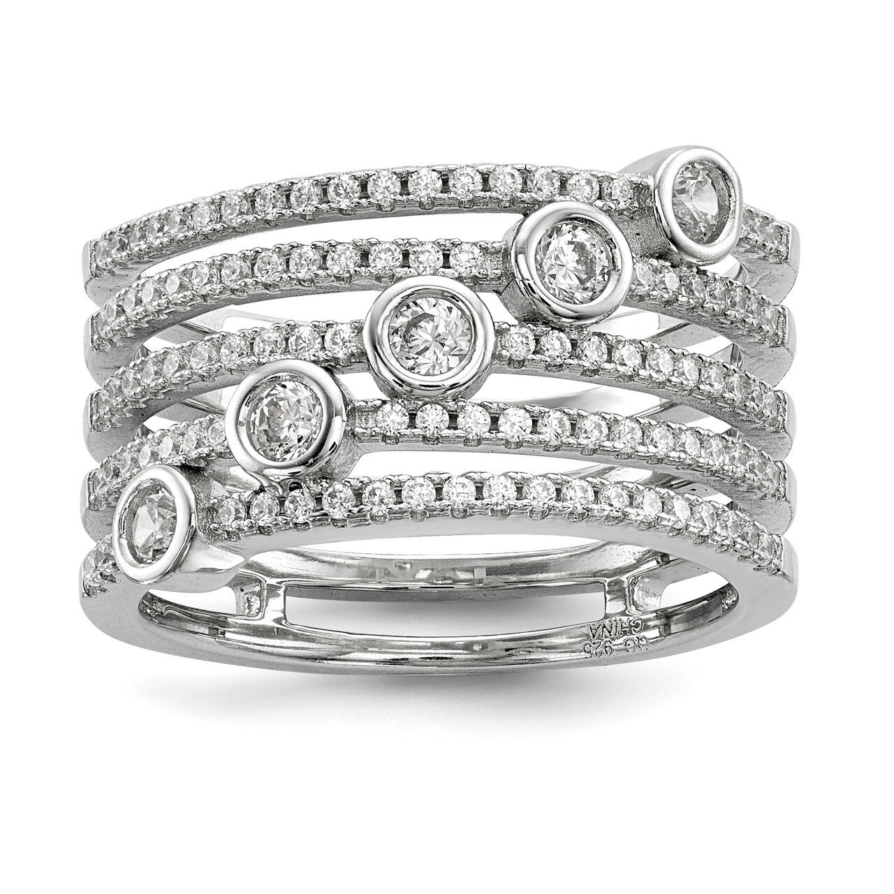 CZ Diamond Ring Sterling Silver Rhodium-plated QR6729, MPN: QR6729, 883957851051