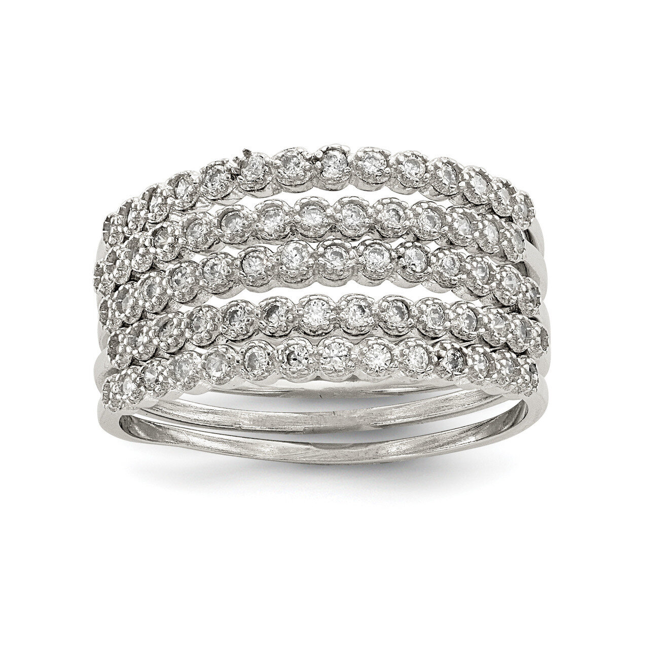 Stackable Set of 5 CZ Diamond Rings Sterling Silver QR6730, MPN: QR6730,