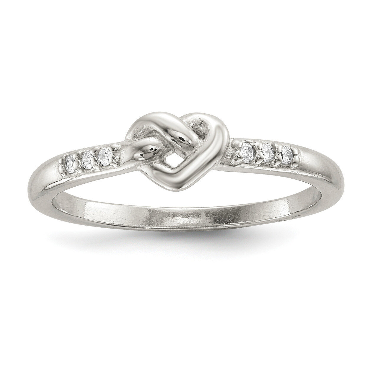CZ Diamond Heart Ring Sterling Silver QR6741