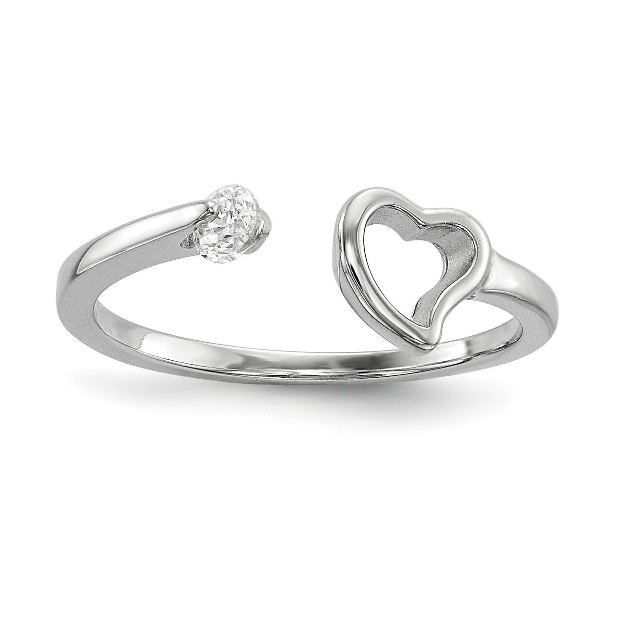 Open Heart CZ Diamond Polished Ring Sterling Silver Rhodium-plated QR6742, MPN: QR6742, 883957322803