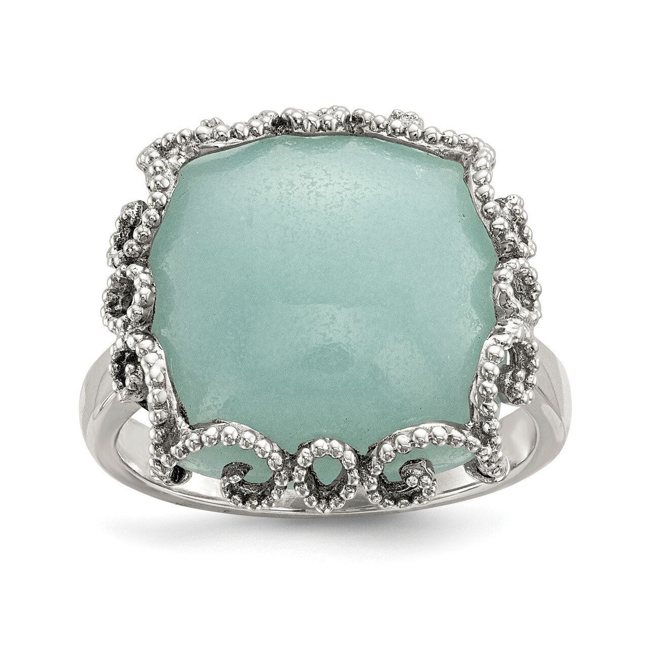 Amazonite Polished and Textured Ring Sterling Silver QR6755