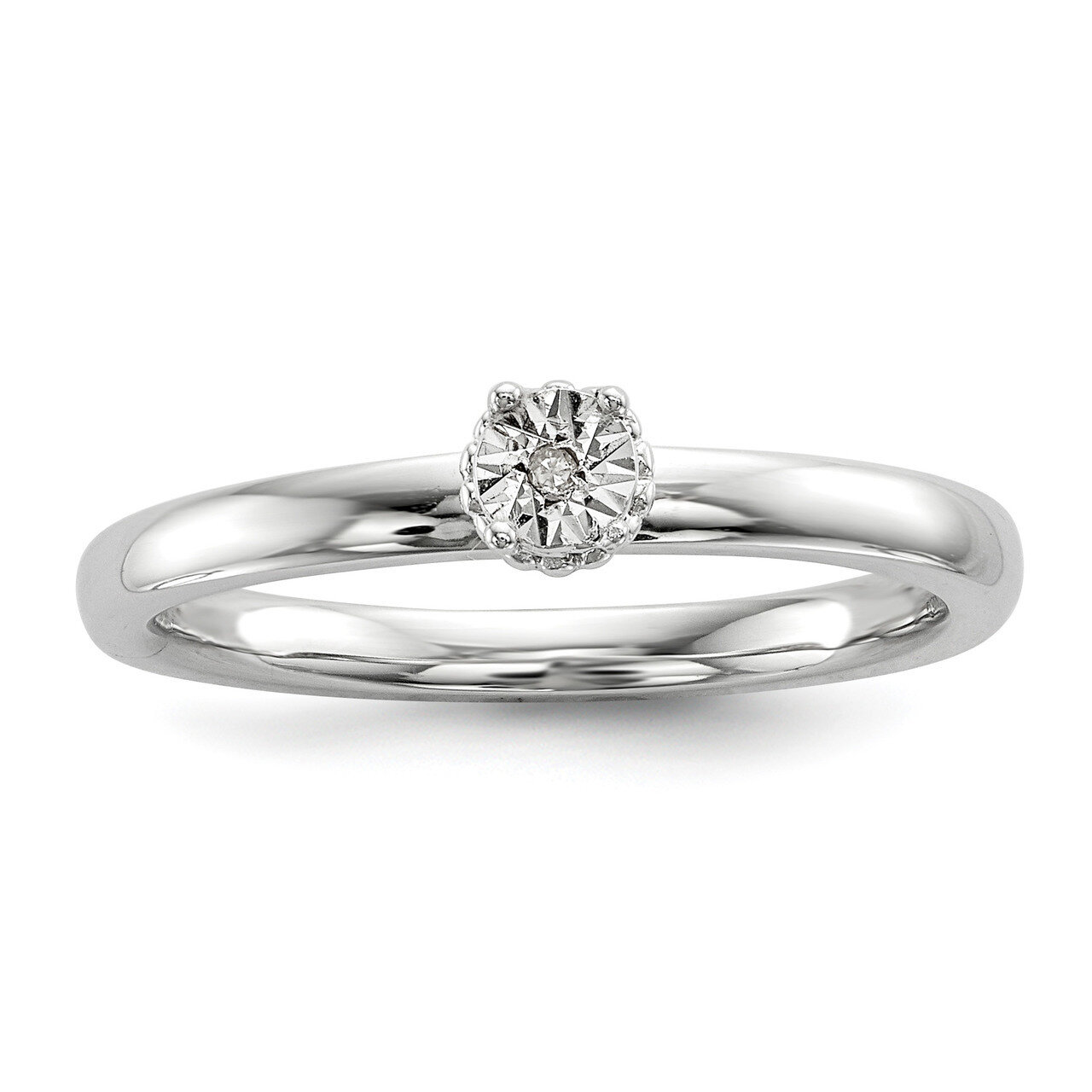 .01ct. Diamond Ring Sterling Silver Rhodium Polished QR6794, MPN: QR6794, 883957754727