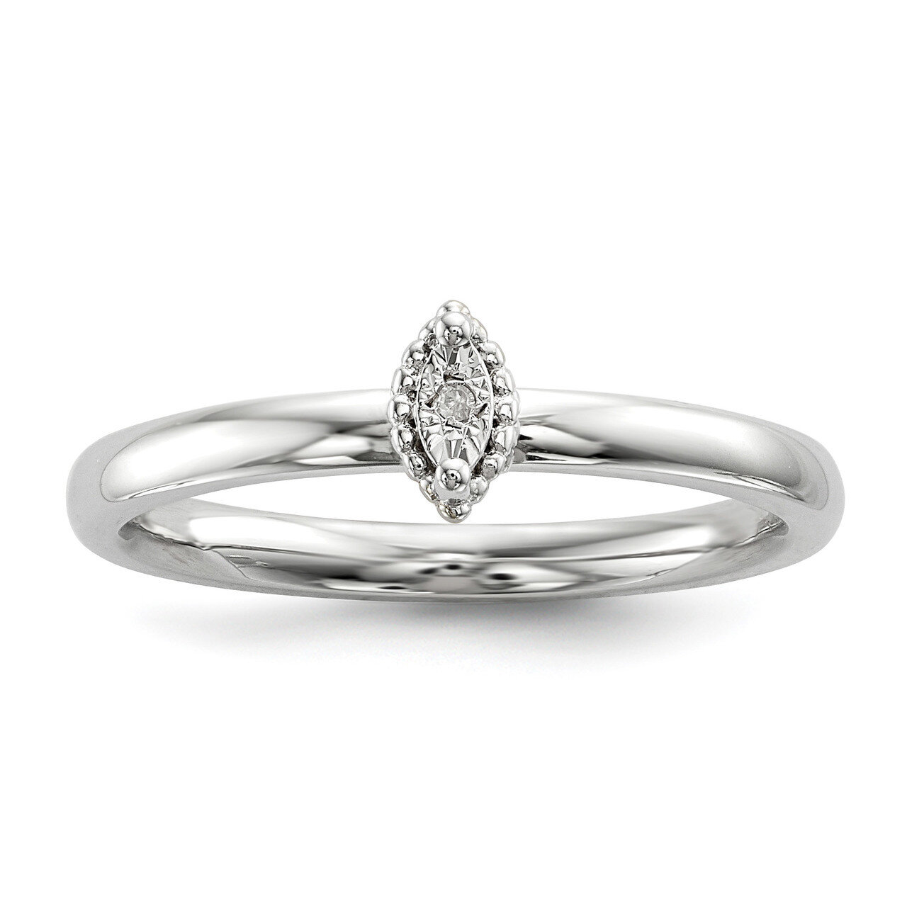 .01ct. Diamond Marquise Shape Ring Sterling Silver Rhodium Polished QR6796