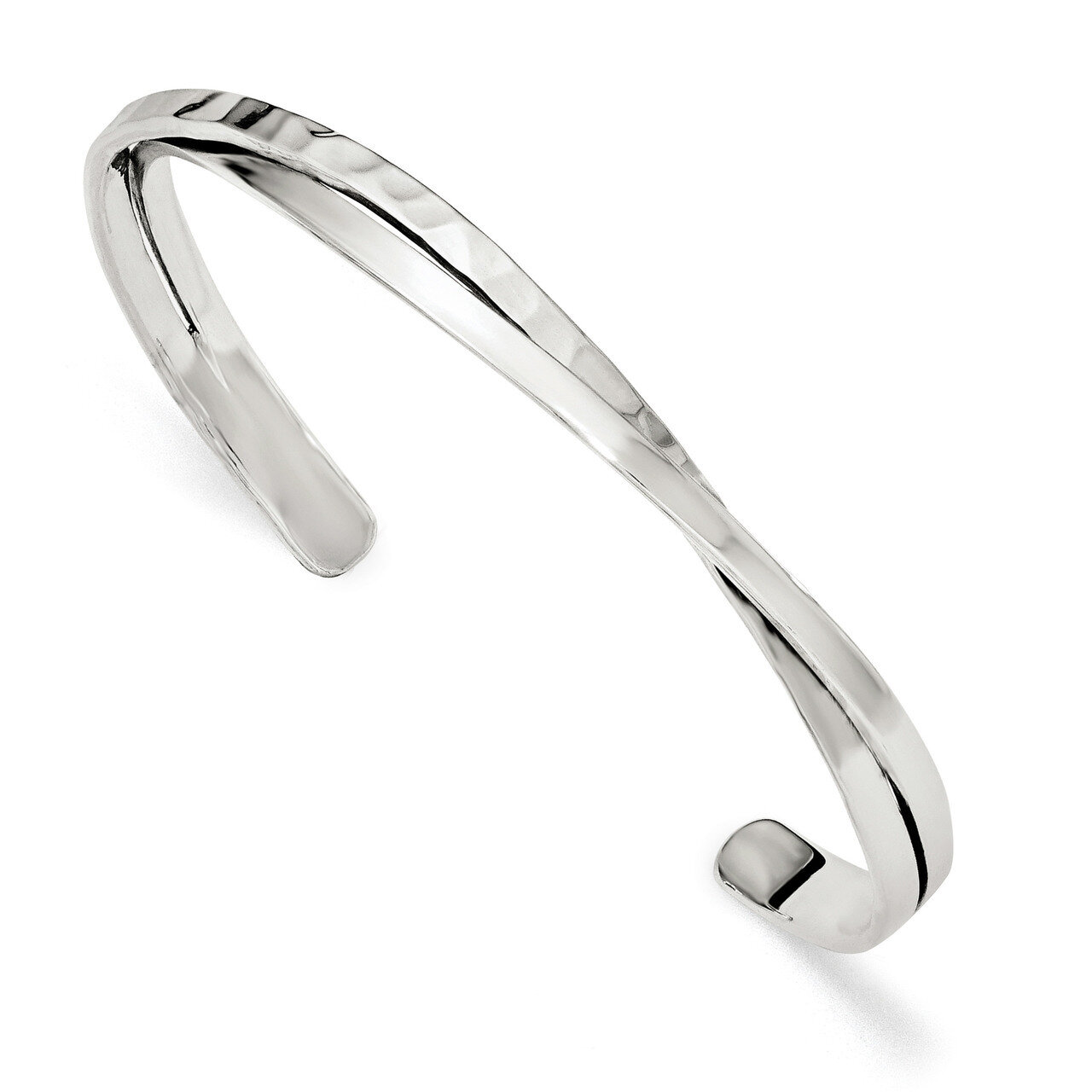 Plain 3mm &amp; Hammered Bands Bangle Sterling Silver Polished QB1017, MPN: QB1017, 191101781575