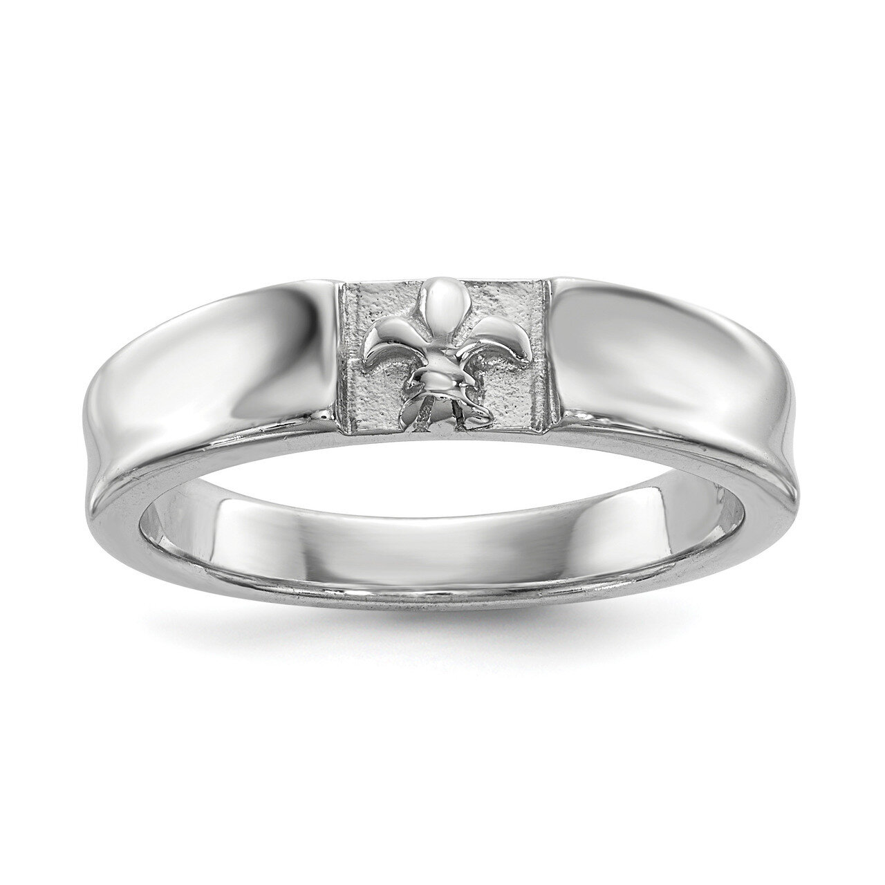 Fleur Dis Lis Band Sterling Silver Rhodium-plated Polished QR6603, MPN: QR6603, 883957946207