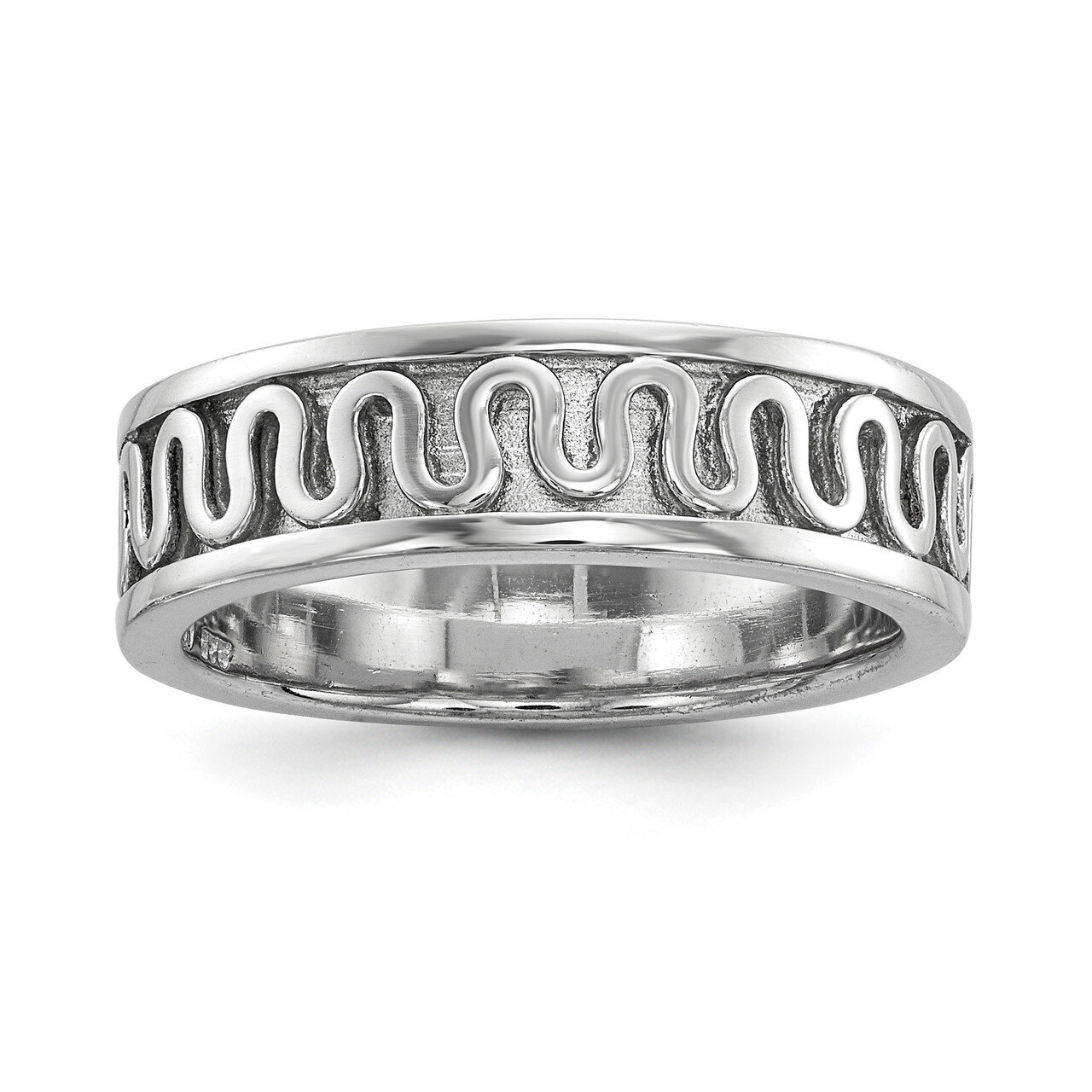 Fancy Ribbon Band Sterling Silver Rhodium-plated Polished QR6609, MPN: QR6609, 191101003127