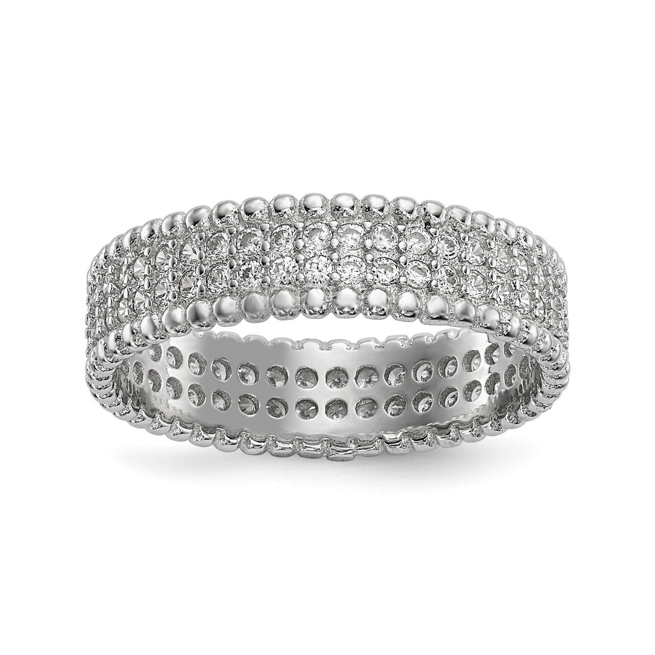 CZ Diamond 5.0mm Band Sterling Silver Rhodium-plated Polished QR6732, MPN: QR6732, 883957863672