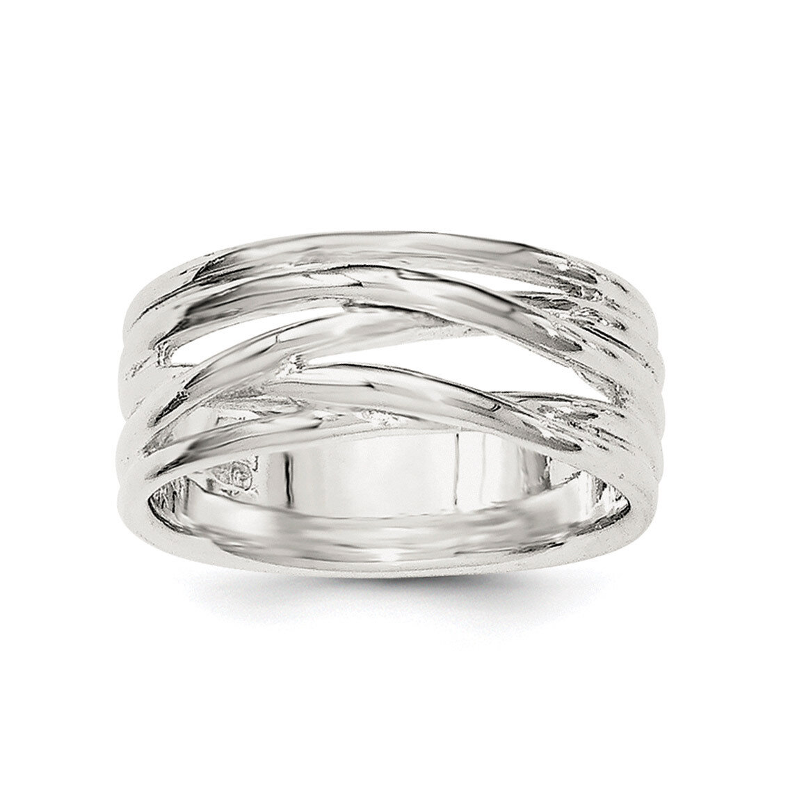 5 Band Intersecting Ring Sterling Silver Polished QR6079, MPN: QR6079, 191101784460