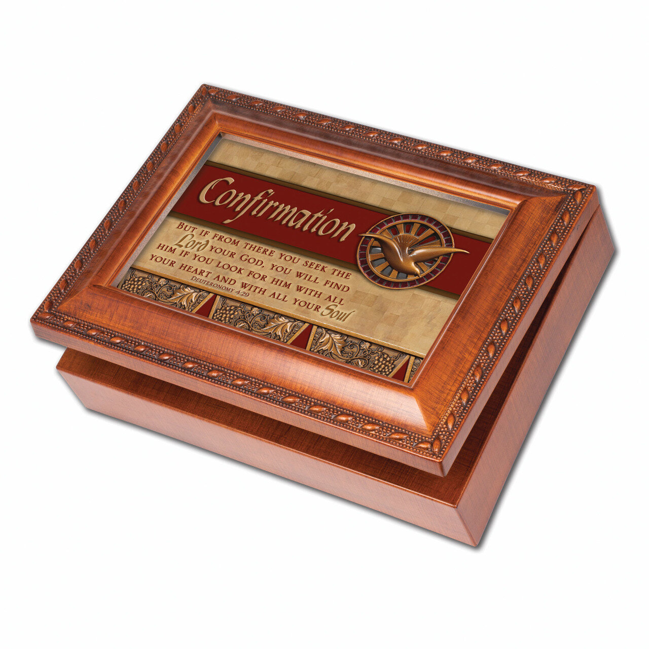 Woodgrain Confirmation Musical Jewelry Box GM11582