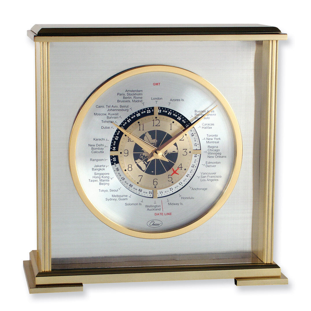 Aviator World Time Clock with engraving plate GM1272
