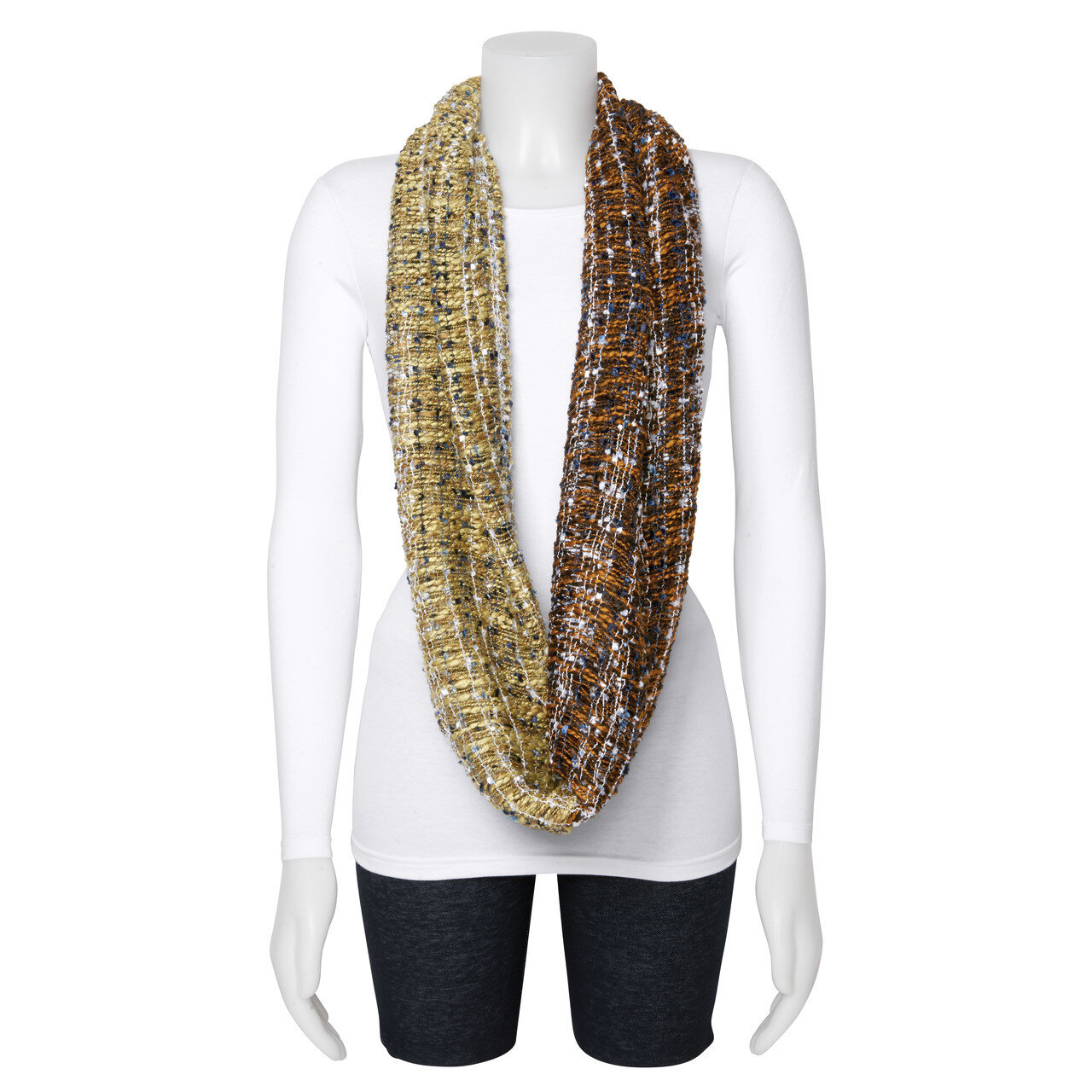 Brown Yellow Multicolor Open Weave Circular Scarf GM13102, MPN: GM13102, 191101416453