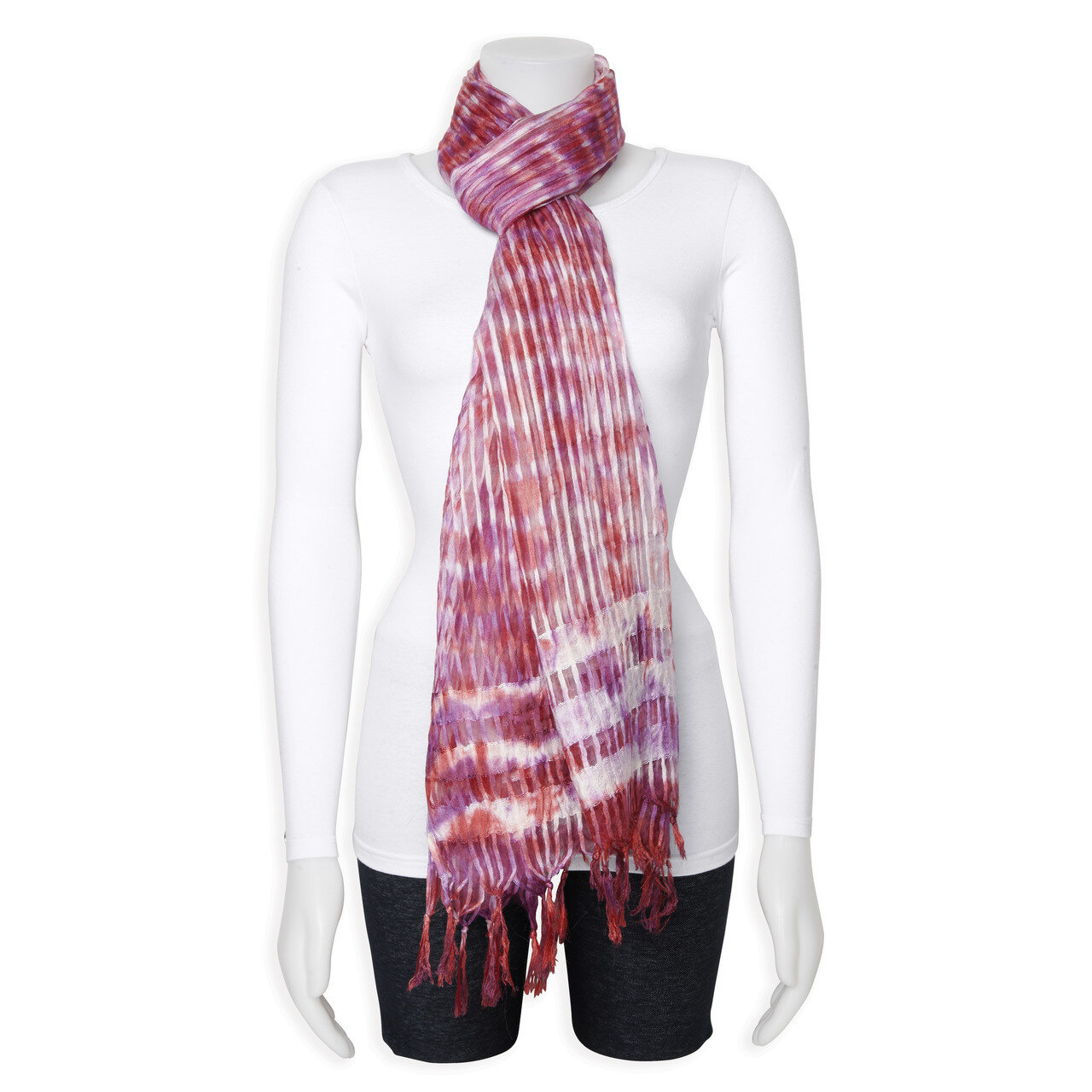 Burgundy Purple White Sheer Stripe Viscose Fashion Scarf GM13117, MPN: GM13117, 191101416651