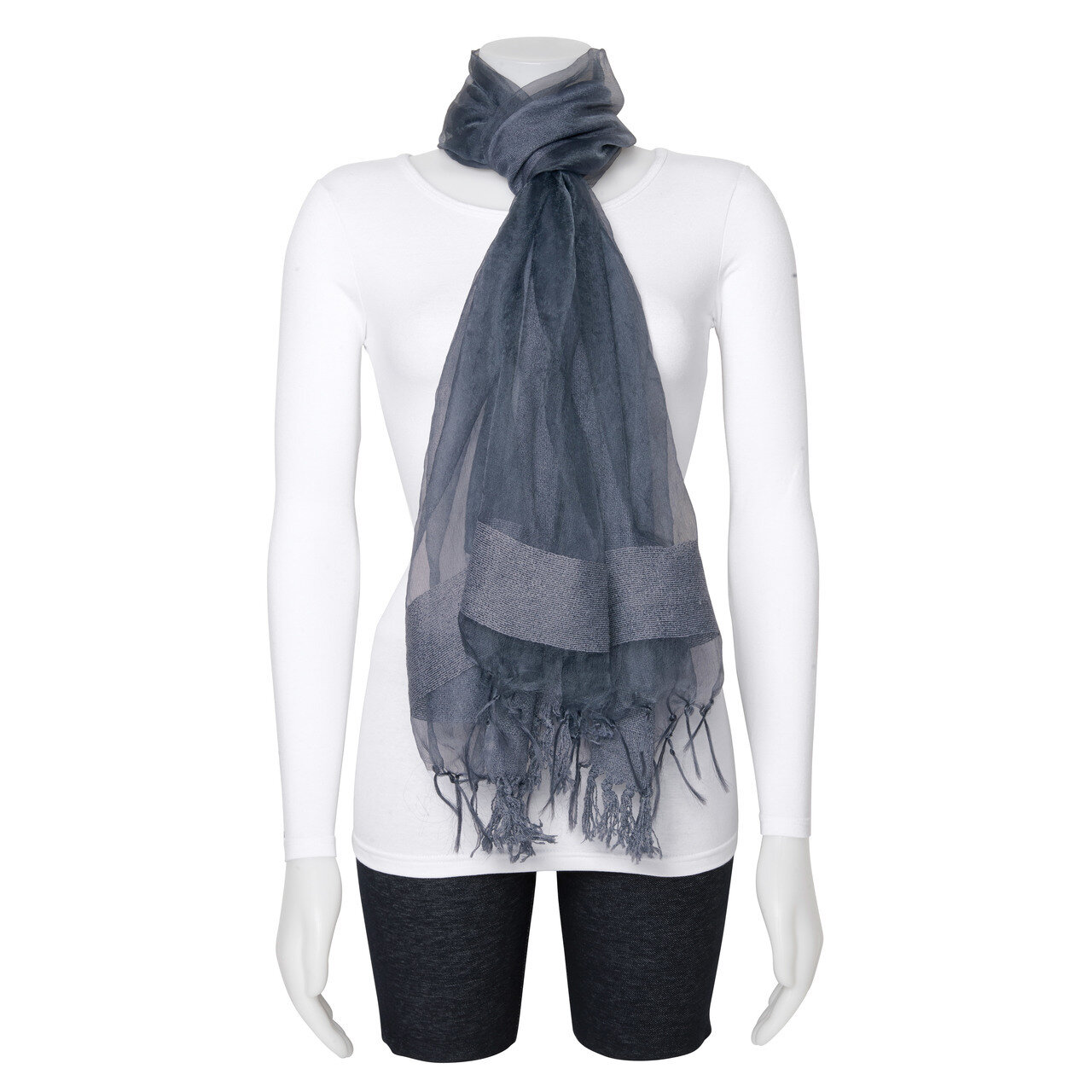 Grey Sheer with Textured Edge Viscose Fashion Scarf GM13118, MPN: GM13118, 191101416309