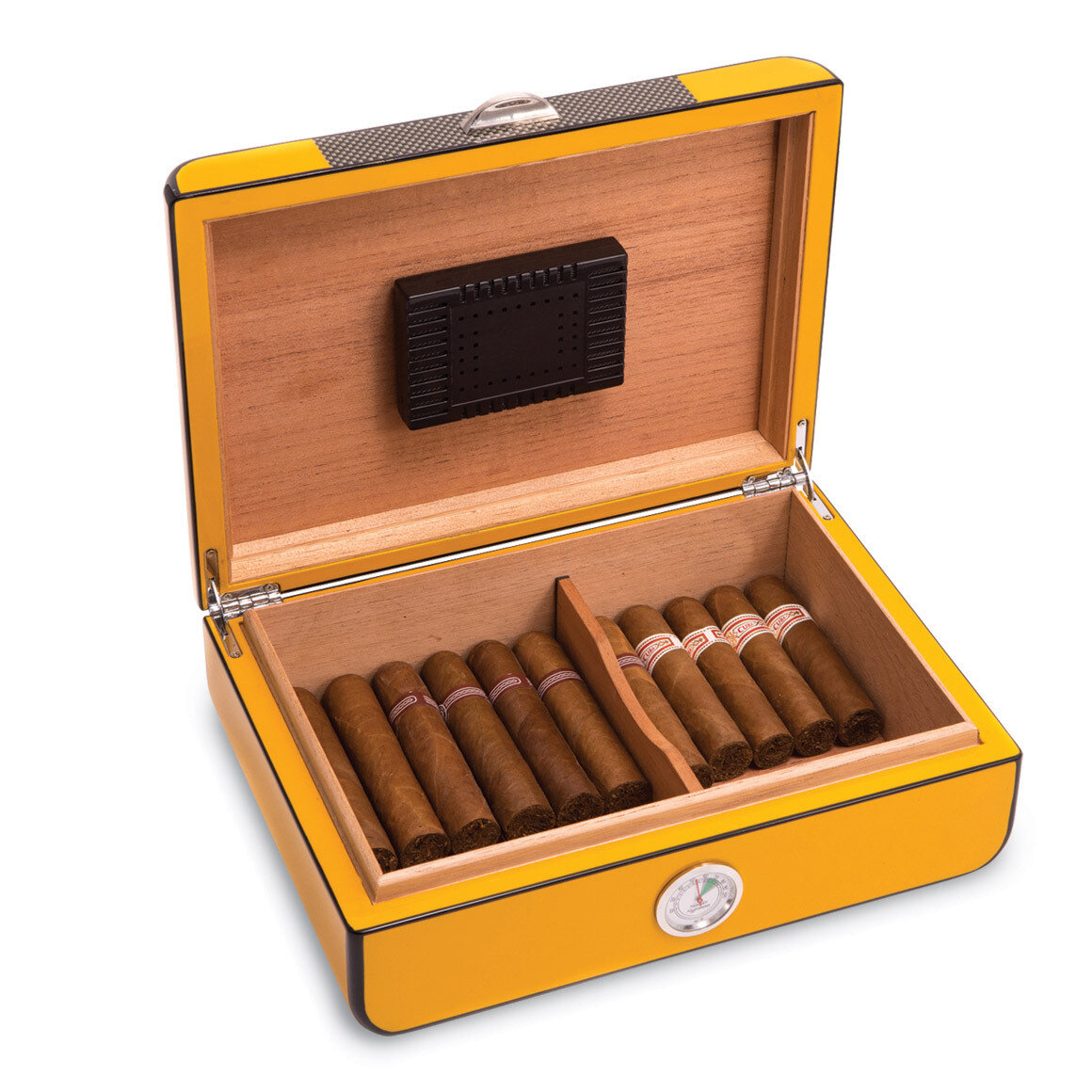 Carbon Fiber & Yellow Lacquered 25 Cigar Humidor GM13368