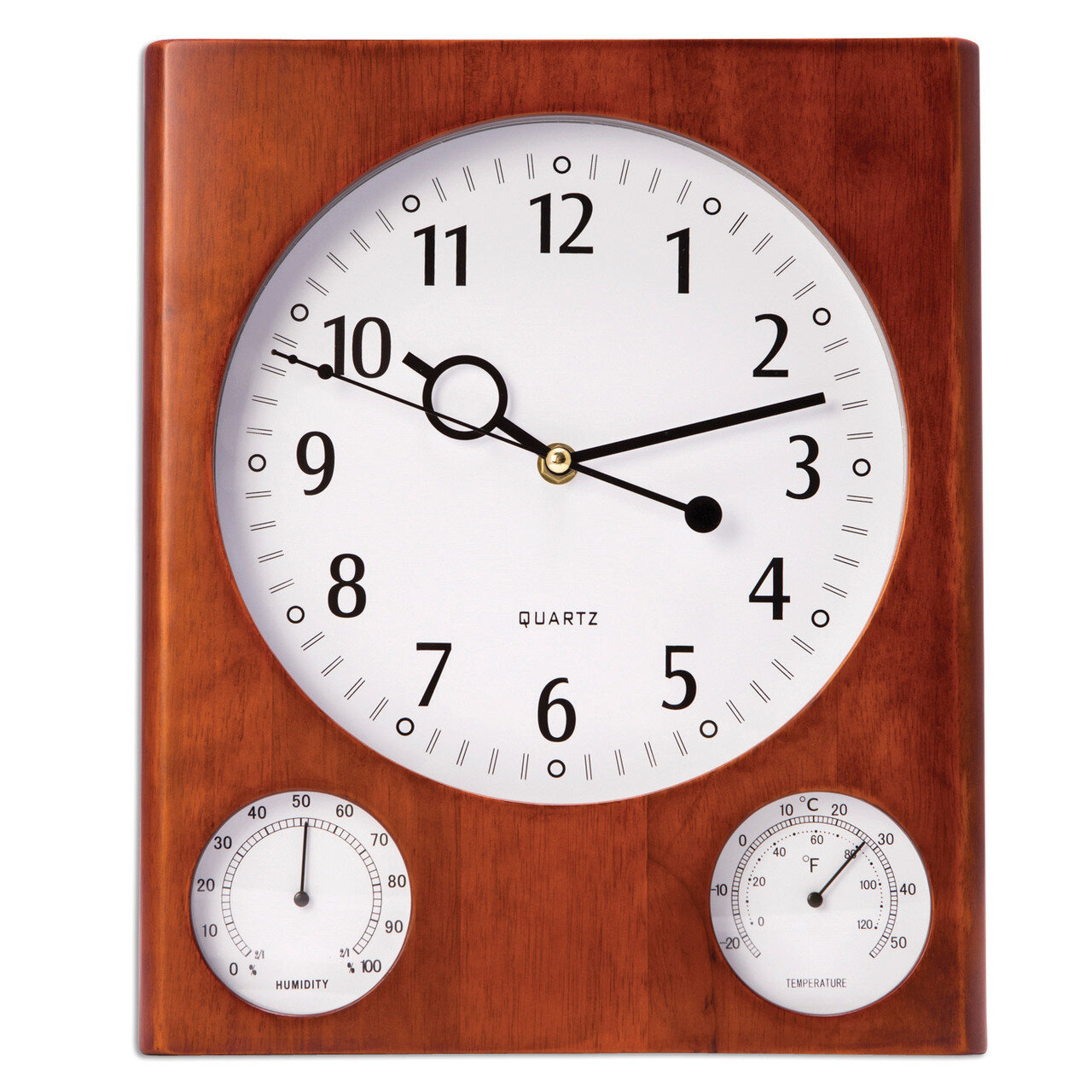 Cherry Wall Clock with Thermometer & Hygrometer GM13373