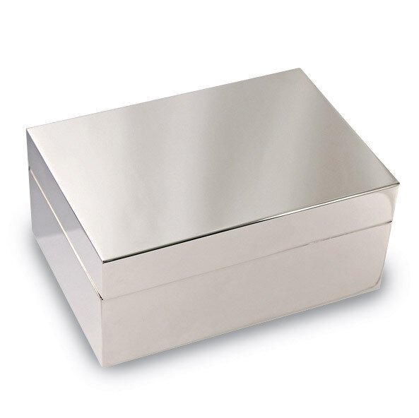 Silver-plated Rectangular Hinged Box with Black Velvet Lining GM13381
